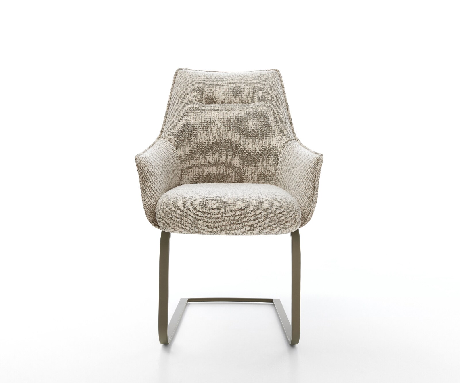 Cantilever Alja-Flex avec accoudoirs tissu tissé doux beige pied cantilever plat aspect titane resorts ensachés 2