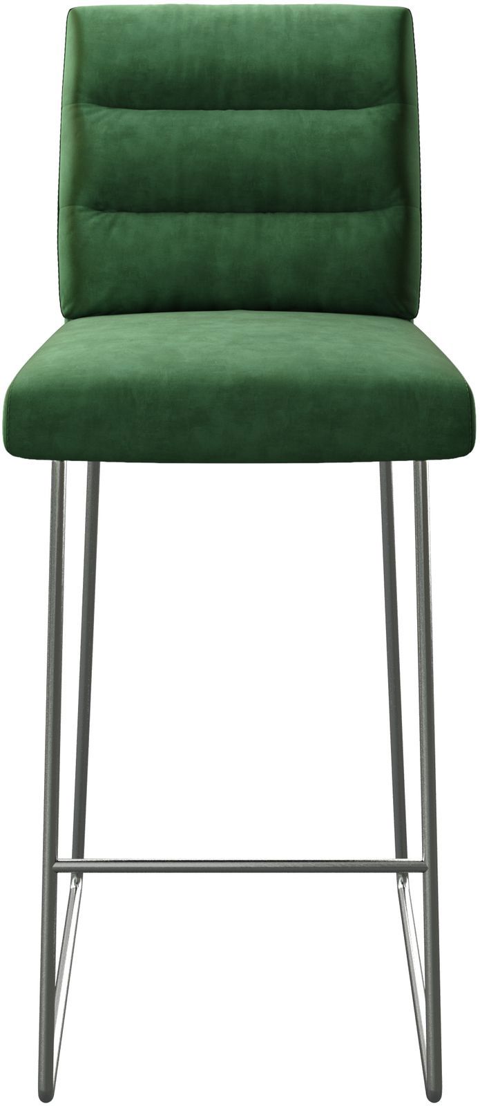 Chaise-de-bar Pela-Flex velours vert cadre de patins acier inoxydable 3