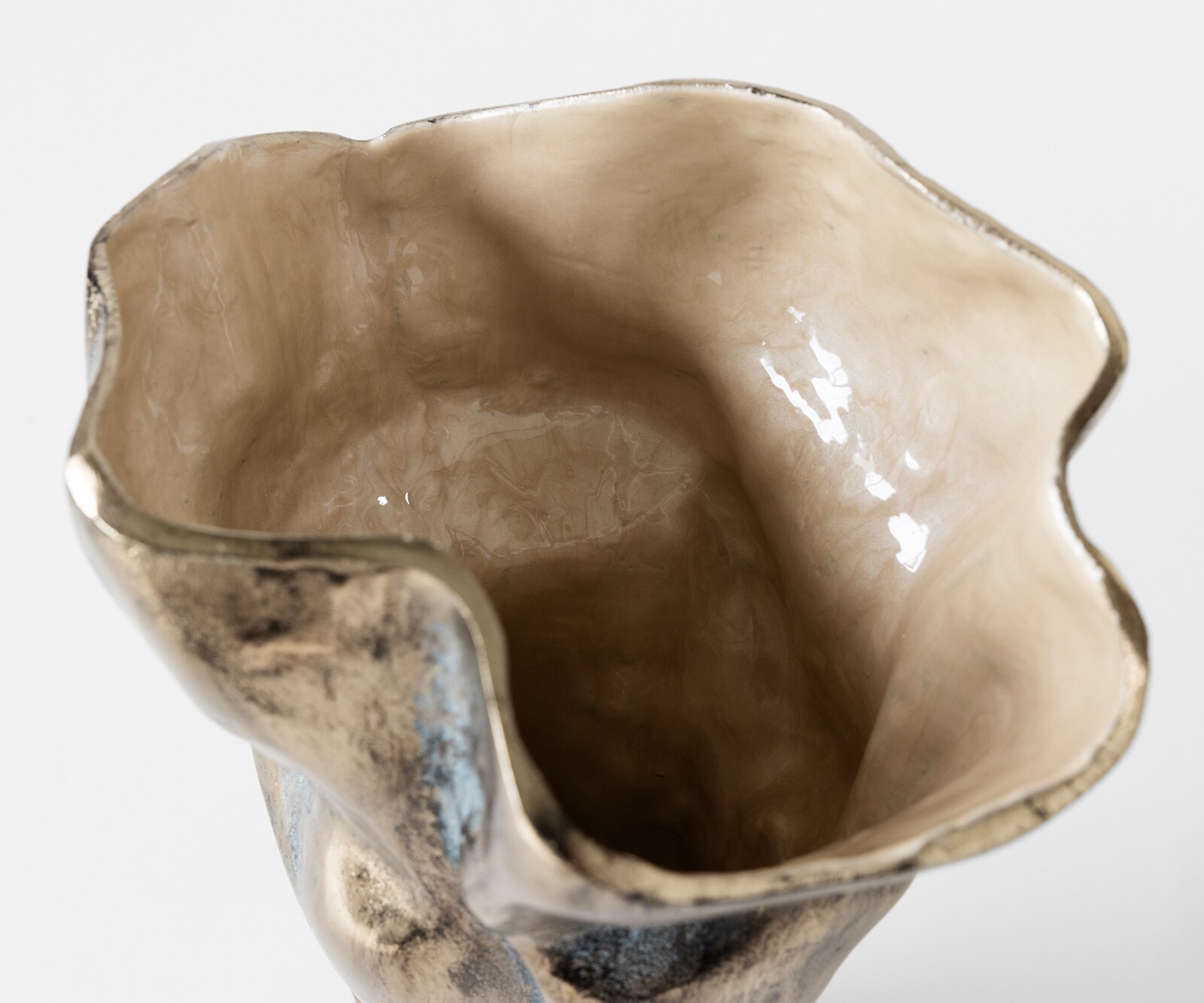 Vase Mimoro l28 x P24 x H38 cm Aluminium Laguna Antica Fait main 5