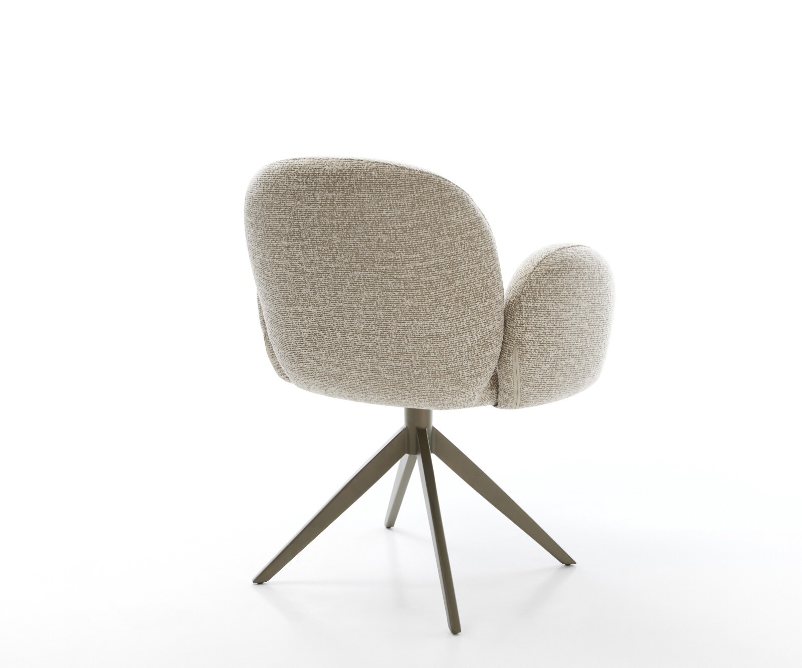 Chaise-pivotante Nube-Flex avec accoudoirs tissu tissé doux beige pied croisé large aspect titane pivotement sur 360° fonction bascule resorts ensachés 5