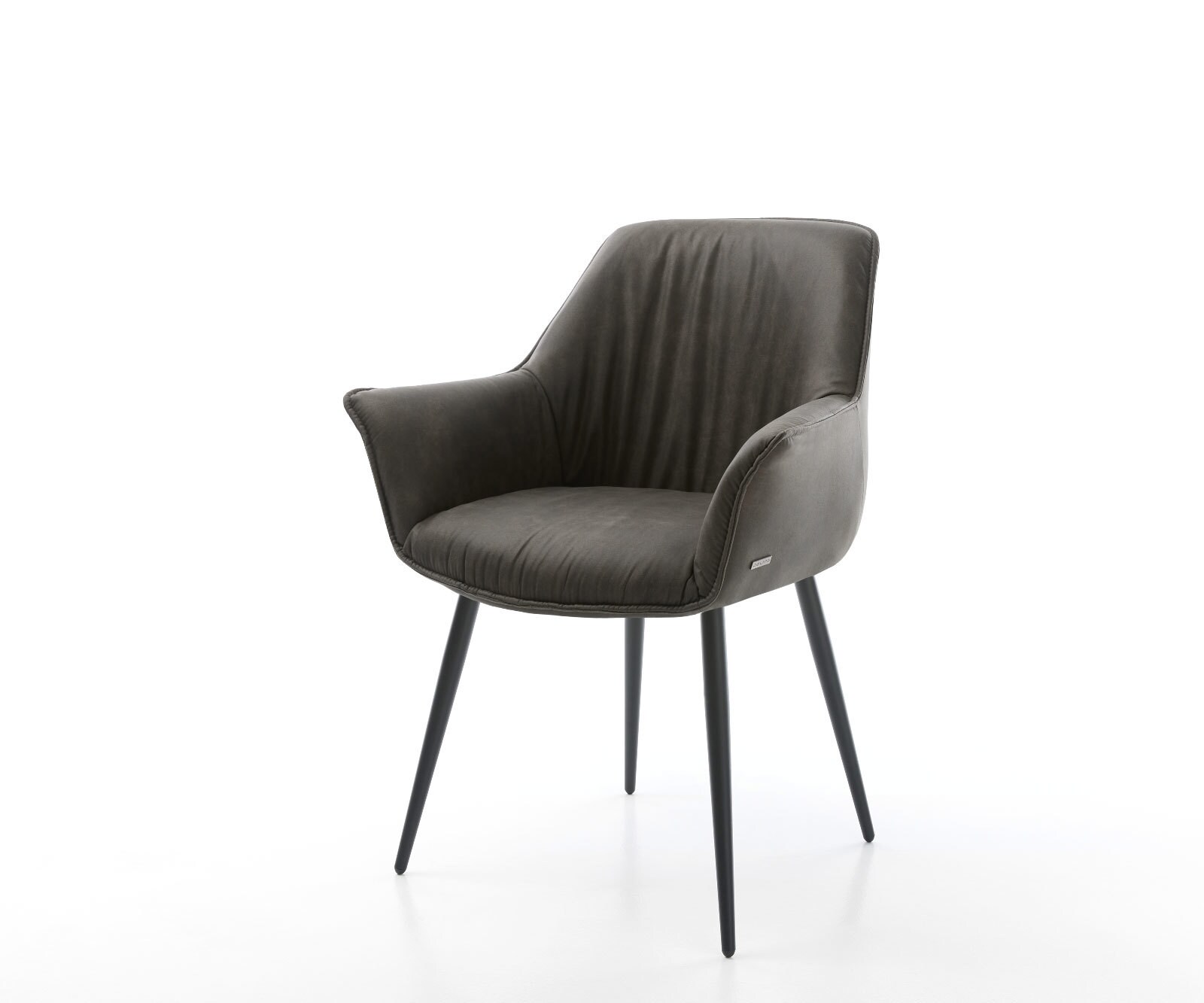 Chaise-de-salle-à-manger Keila-Flex avec accoudoirs microvelours anthracite vintage 4 pieds coniques noir
