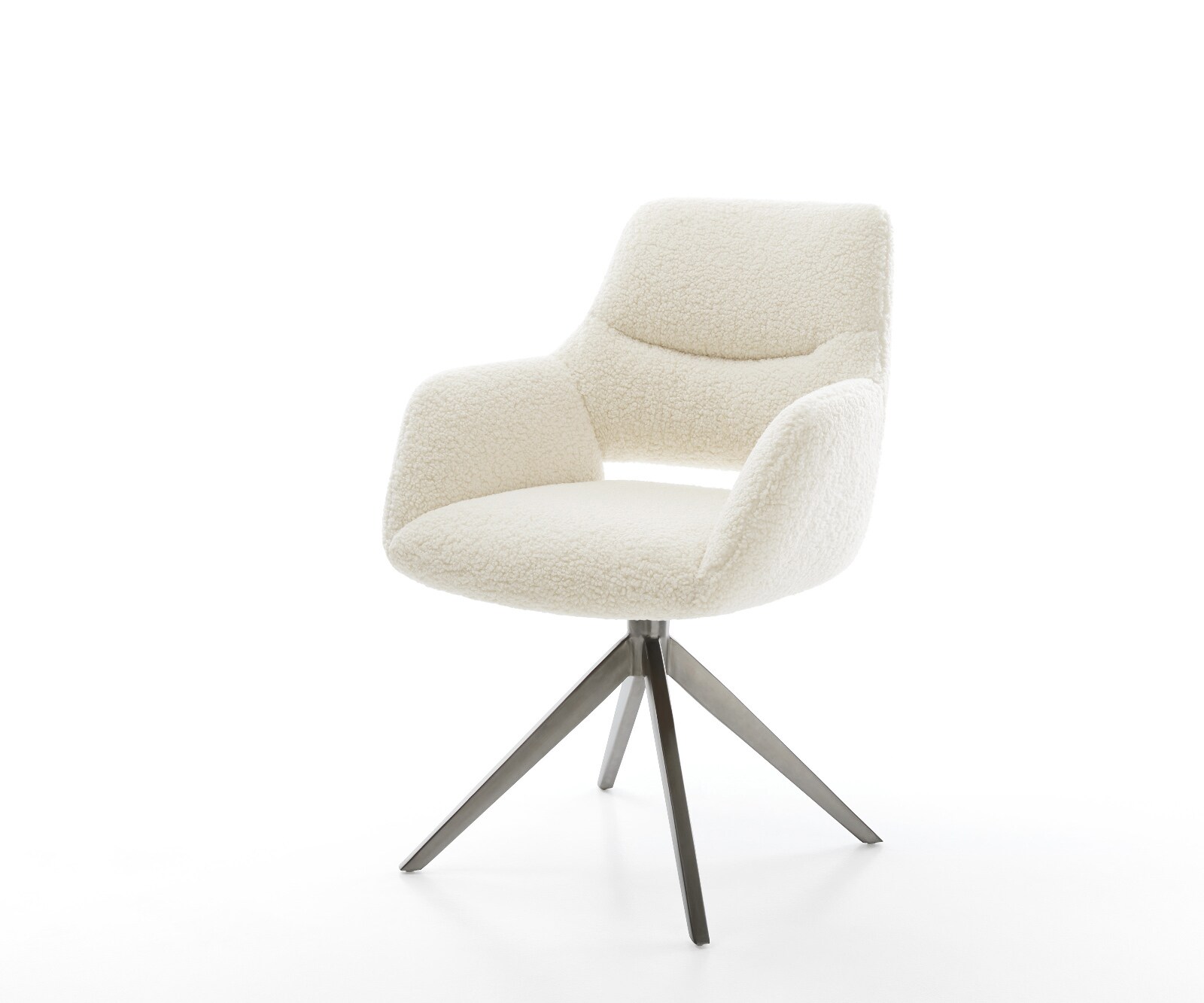 Chaise-pivotante Yago-Flex avec accoudoirs tissu teddy beige pied croisé large grafiete pivotement sur 360° fonction bascule resorts ensachés 1