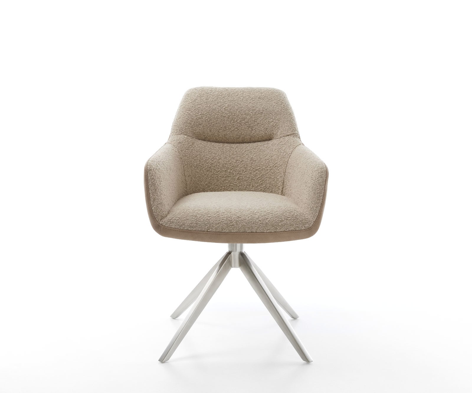 Chaise-pivotante Pejo-Flex tissu mixte couleur boue pied croisé large acier inoxydable brossé pivotement sur 360° ressorts ensachés 1 Chaise-pivotante Pejo-Flex tissu mixte couleur boue pied croisé large acier inoxydable brossé pivotement sur 360° ressorts ensachés 1