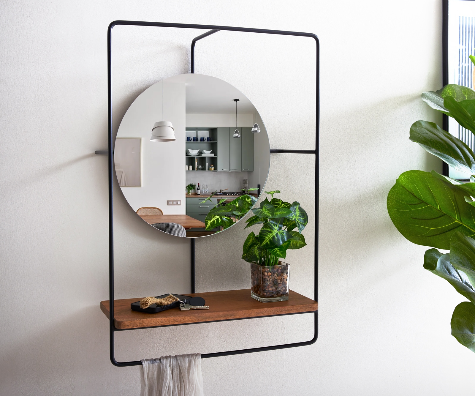 Miroir Cadria 45x65 cm acacia naturel métal noir Miroir Cadria 45x65 cm acacia naturel métal noir