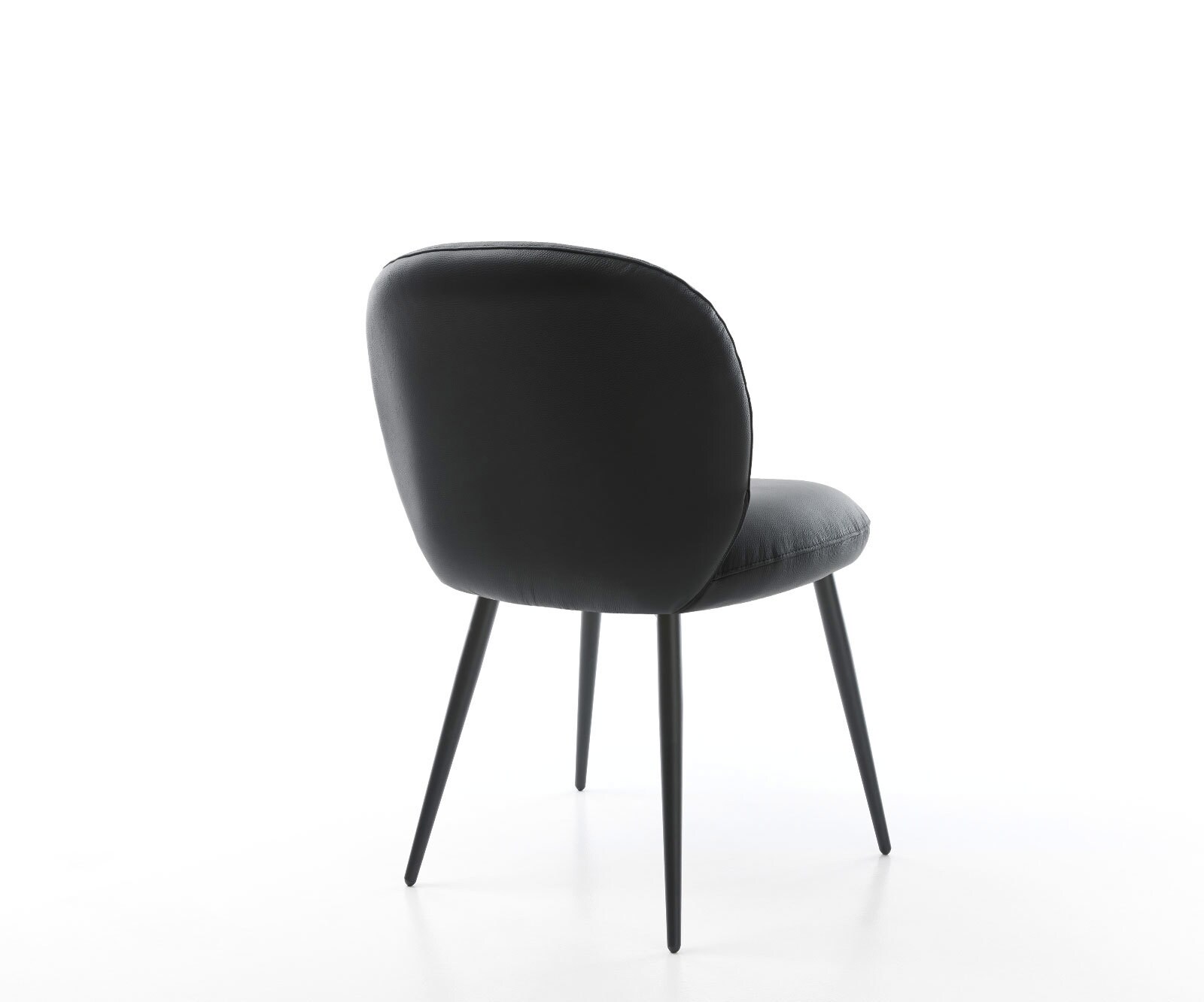 Chaise-de-salle-à-manger Nube-Flex cuir de vache noir 4 pieds coniques noir ressorts ensachés 4 Chaise-de-salle-à-manger Nube-Flex cuir de vache noir 4 pieds coniques noir ressorts ensachés 4