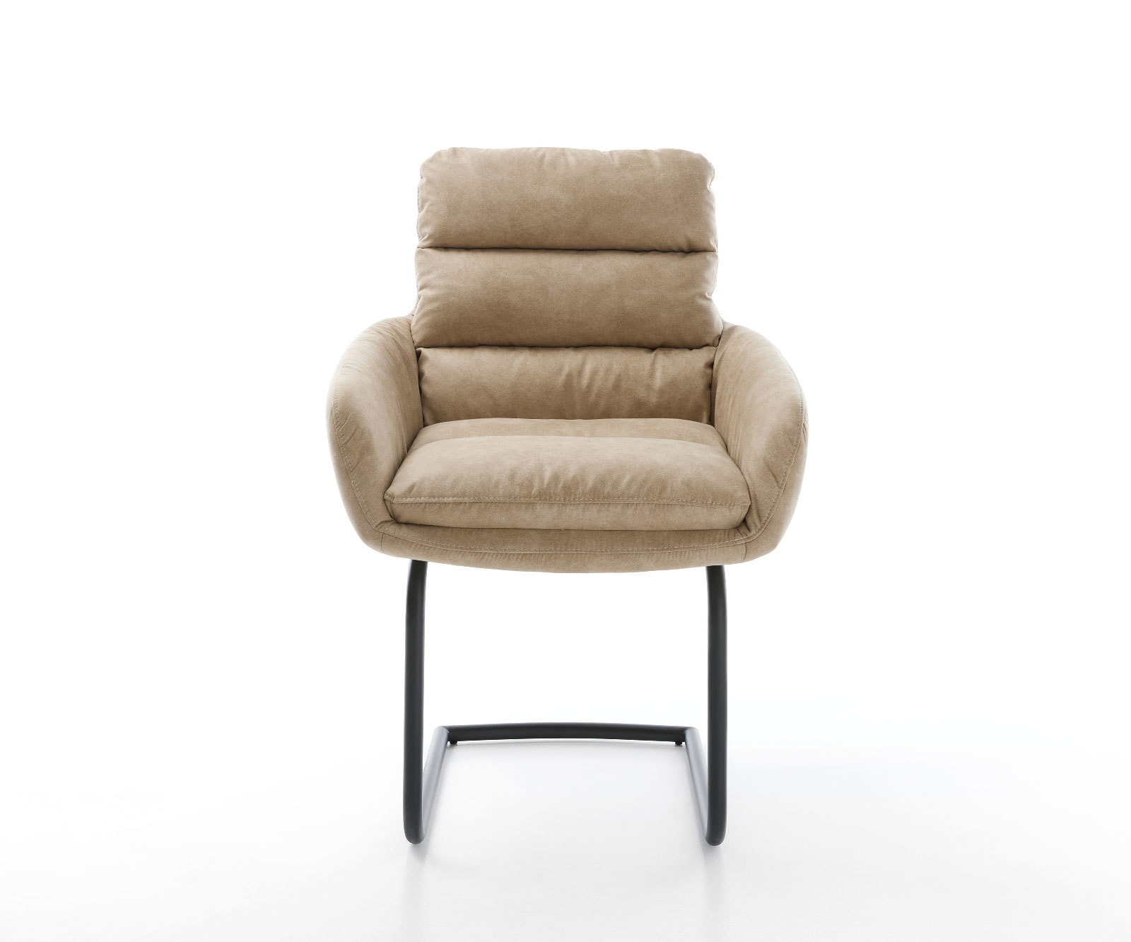 Cantilever Abelia-Flex avec accoudoirs microvelours beige vintage pied cantilever rond noir 2