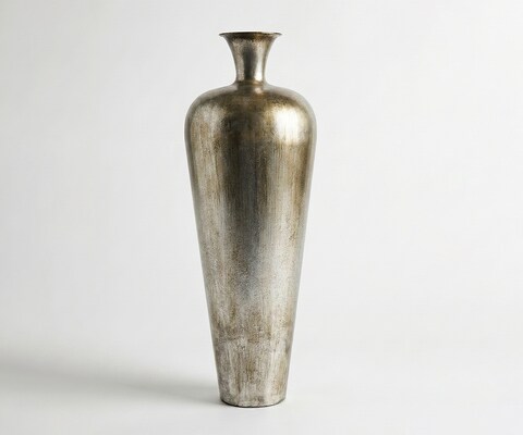 Vase Marvella l27 x P27 x H78 cm Métal Platin Aurum Fait main