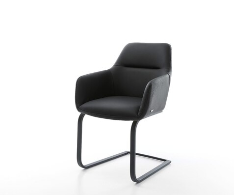 Cantilever Pejo-Flex cuir de vache noir pied cantilever plat noir ressorts ensachés