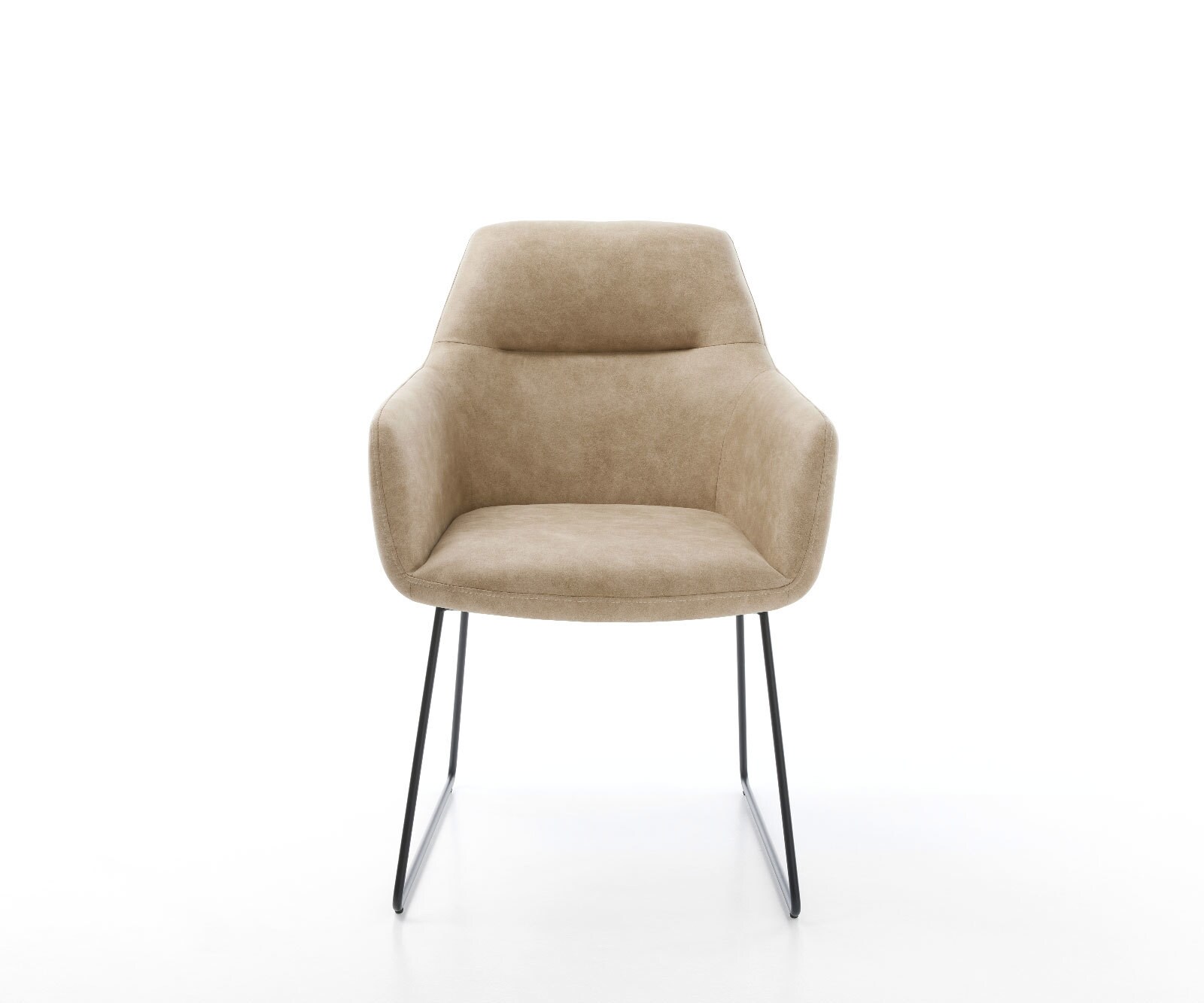 Chaise-de-salle-à-manger Pejo-Flex microvelours beige vintage pied trapèze noir ressorts ensachés 1