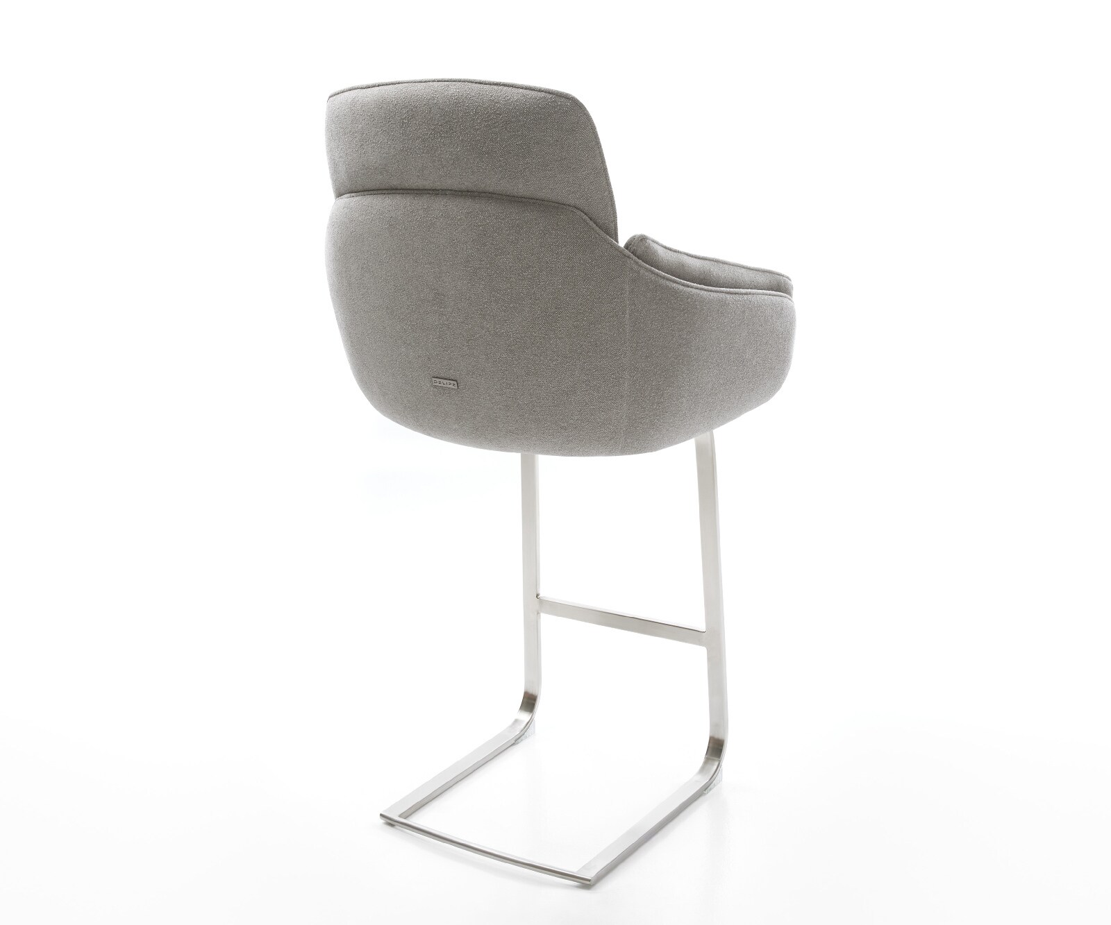 Chaise-de-bar Luan-Flex Tissu structuré doux Gris Pied cantilever acier inoxydable Argent 5