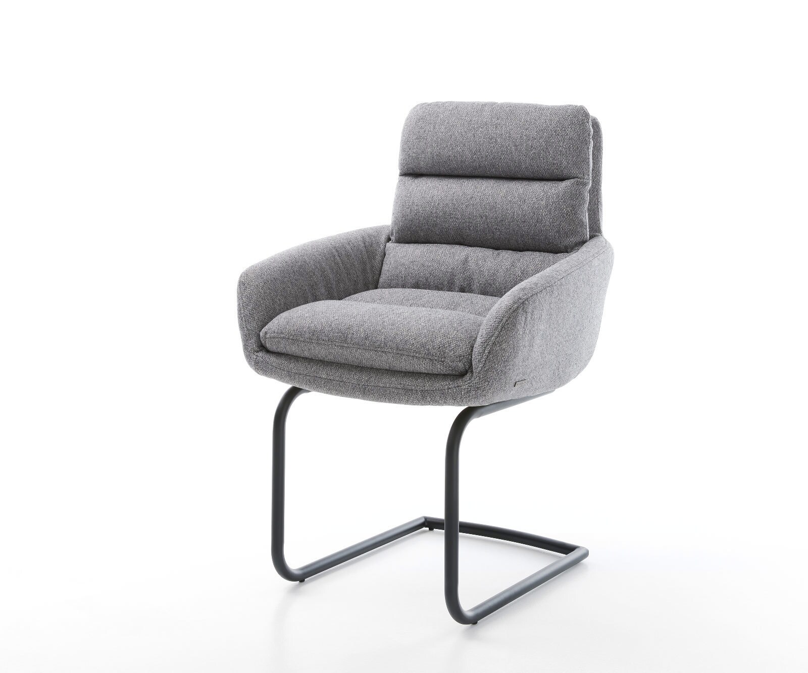 Cantilever Abelia-Flex avec accoudoirs tissu texturé gris clair pied cantilever rond noir