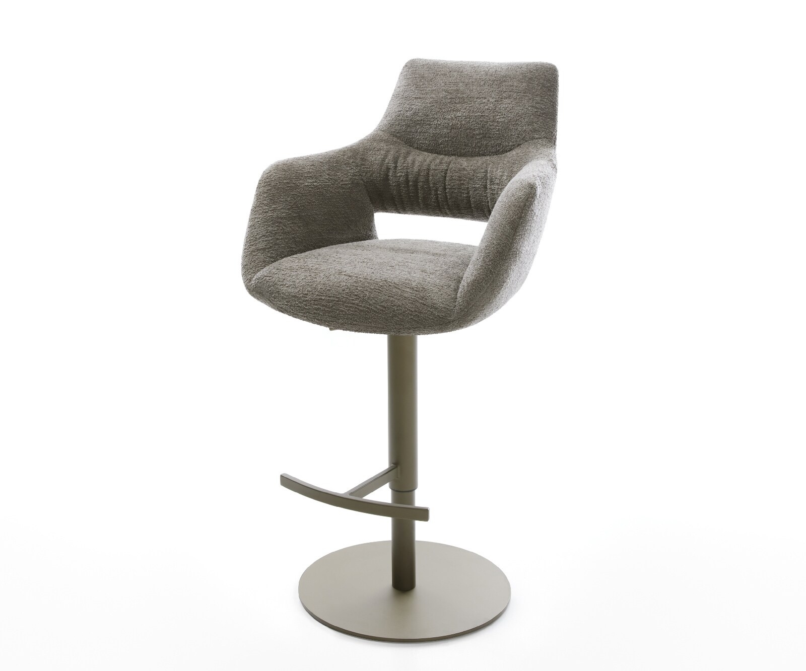 Chaise-de-bar Yago-Flex Bouclé doux Boue Pied pivotant réglable en hauteur couleur titane Couleur titane Ressort ensaché