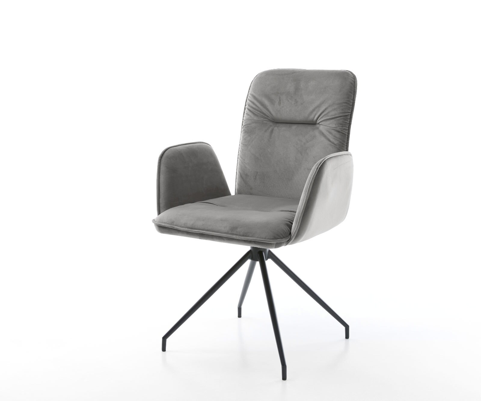 Chaise-de-salle-à-manger Vinja-Flex velours gris pied croisé conique noir