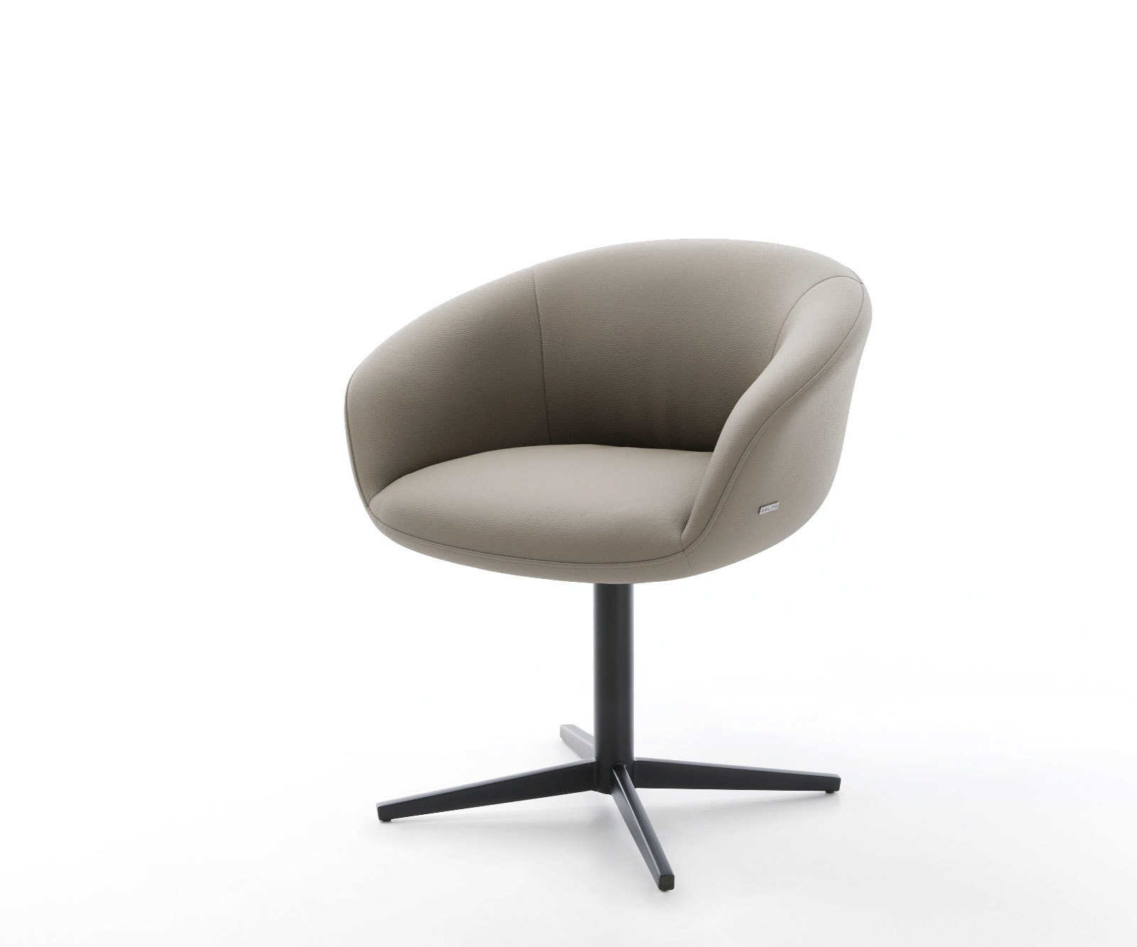 Chaise-pivotante Vinka-Flex avec accoudoirs cuir de vache couleur boue pied de chaise 4 branches noir pivotement sur 360° ressorts ensachés 1