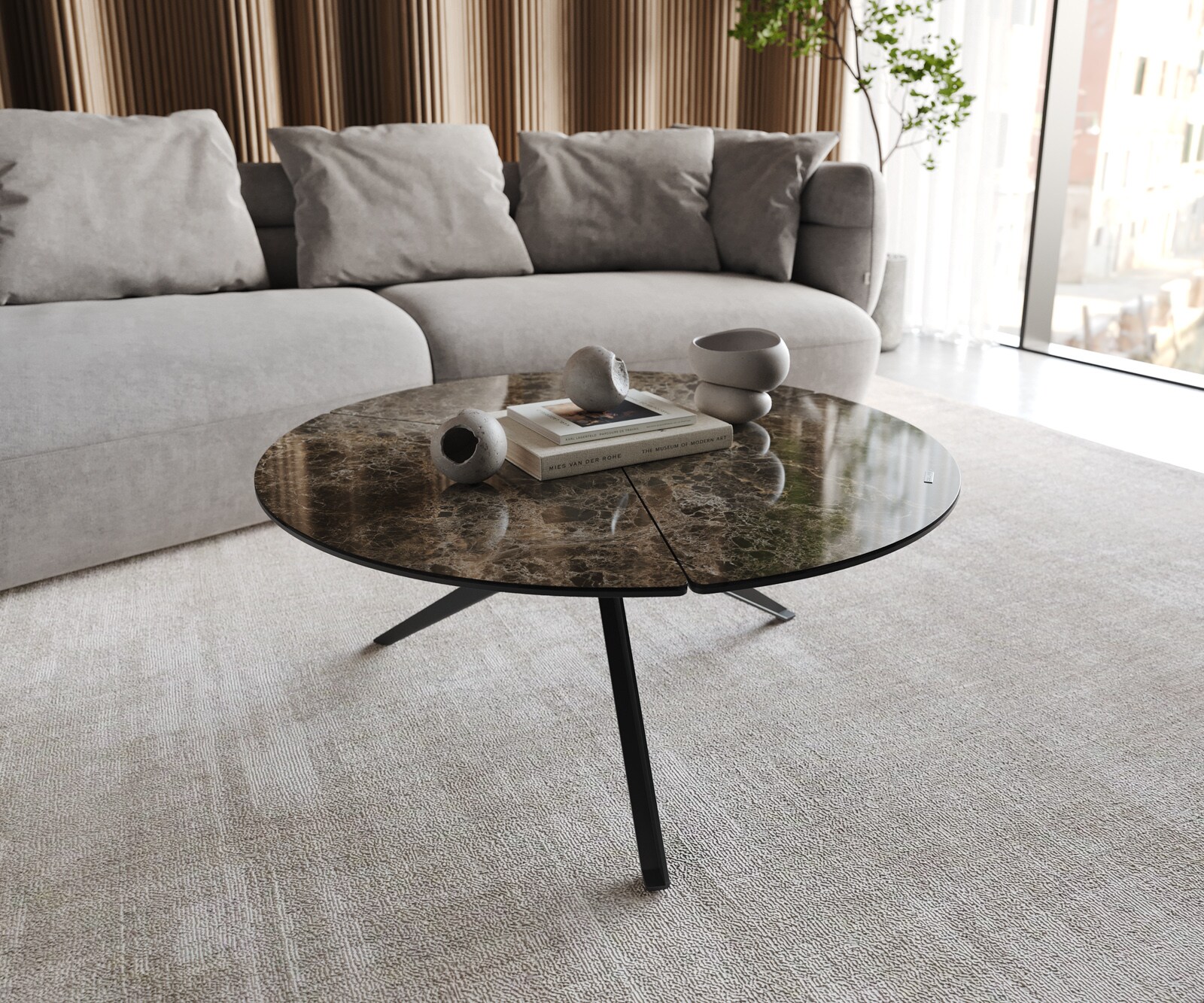Table basse Delron céramique pied en croix 1