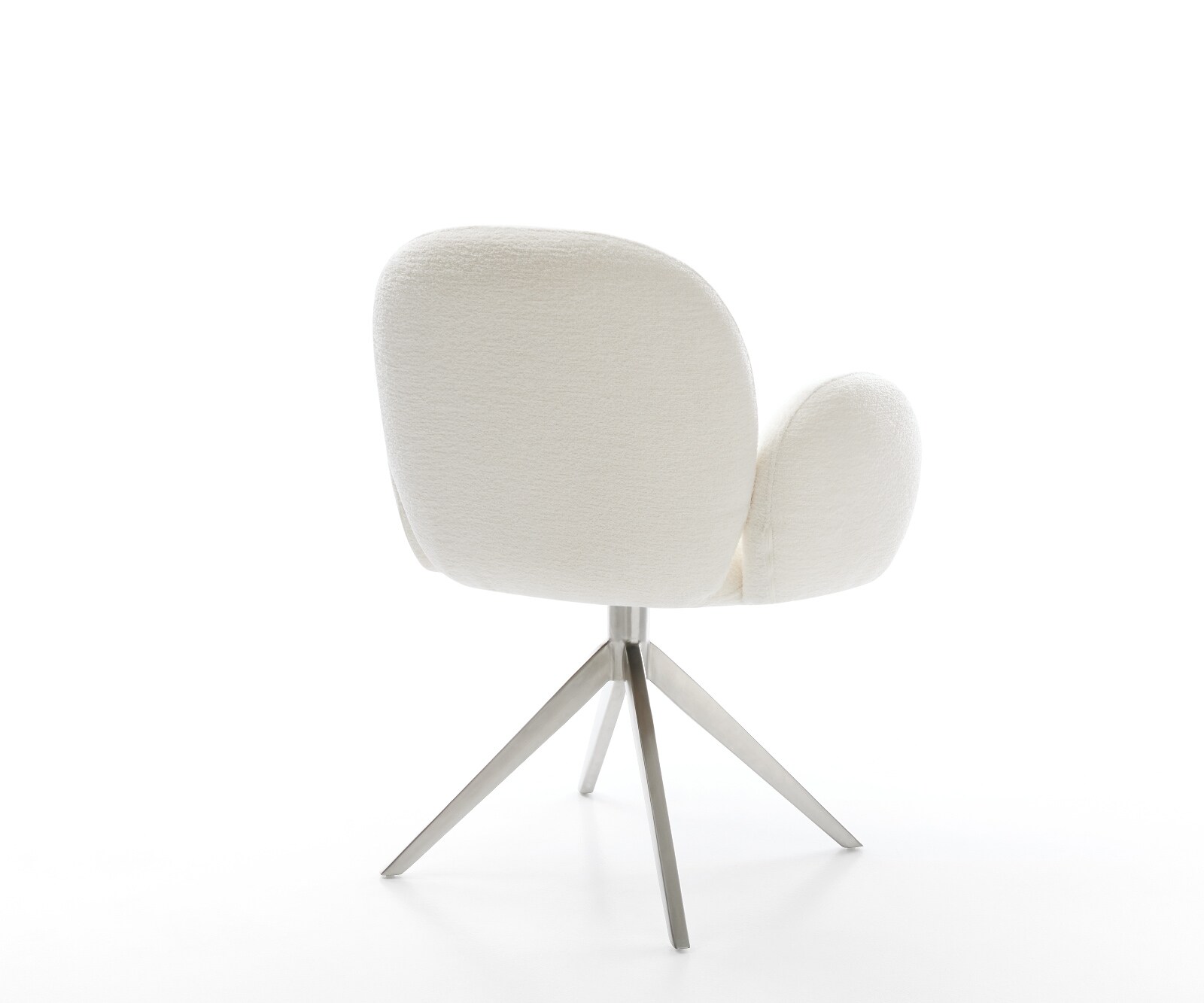 Chaise-pivotante Nube-Flex avec accoudoirs bouclé doux beige pied croisé large acier inoxydable pivotement sur 360° ressorts ensachés 4