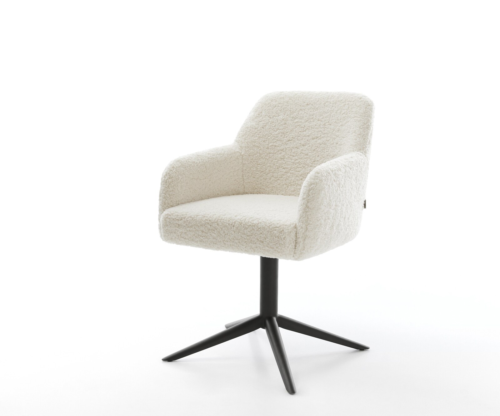 Chaise-pivotante Greg-Flex tissu teddy beige pied de chaise 4 branches noir pivotement sur 360° fonction bascule resorts ensachés