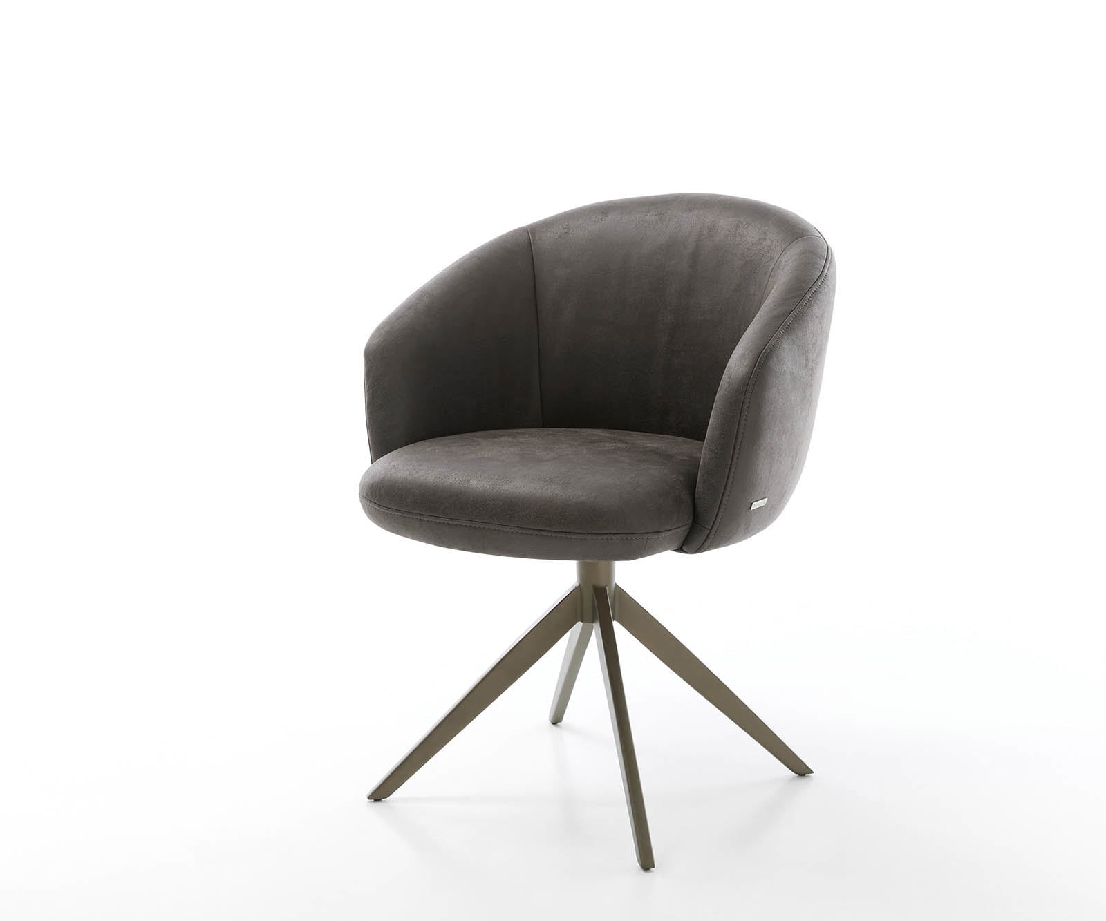 Chaise-pivotante Caja-Flex avec accoudoirs microvelours anthracite vintage pied croisé large aspect titane pivotement sur 360° ressorts ensachés Chaise-pivotante Caja-Flex avec accoudoirs microvelours anthracite vintage pied croisé large aspect titane pivotement sur 360° ressorts ensachés