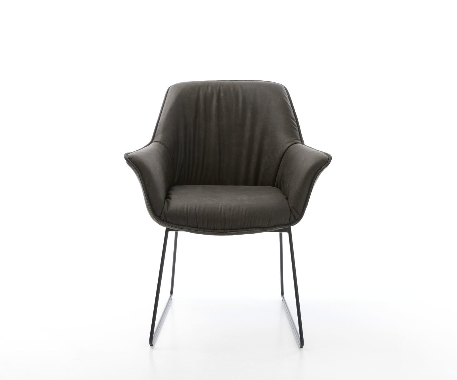 Chaise-de-salle-à-manger Keila-Flex avec accoudoirs microvelours anthracite vintage pied trapèze noir 2 Chaise-de-salle-à-manger Keila-Flex avec accoudoirs microvelours anthracite vintage pied trapèze noir 2