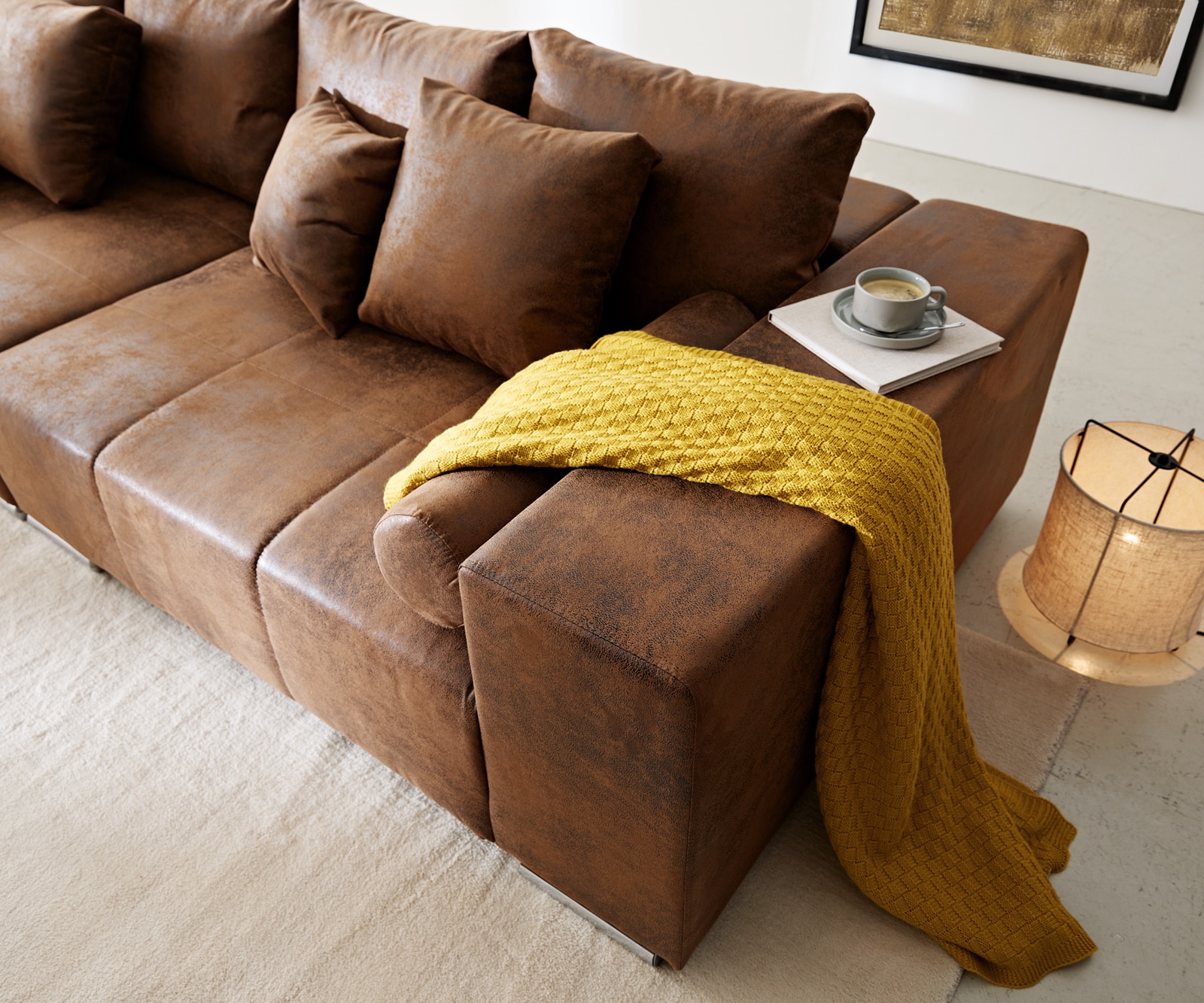 Grand Canapé Marbeya 285x115 cm marron optique antique avec 10 coussins grand canapé 4 Grand Canapé Marbeya 285x115 cm marron optique antique avec 10 coussins grand canapé 4