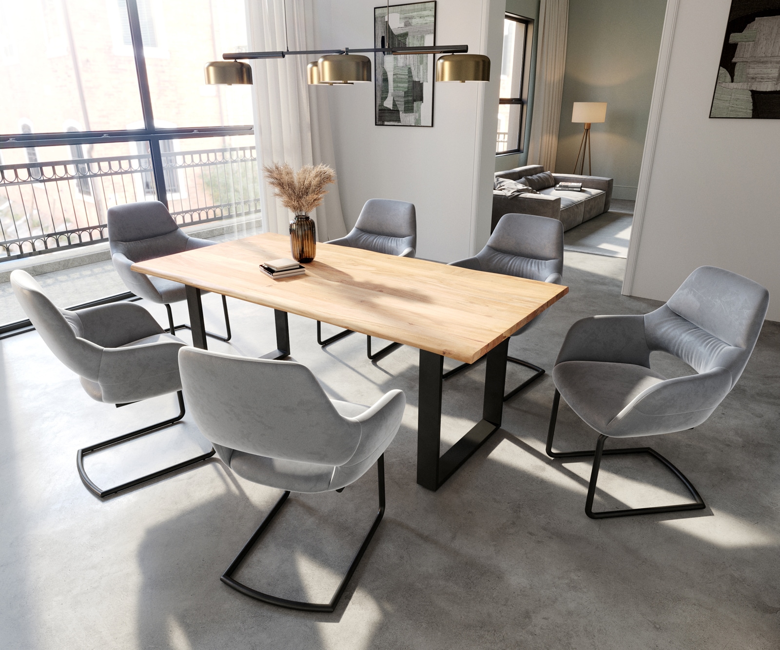 Cantilever Yago-Flex avec accoudoirs velours gris pied cantilever rond noir ressorts ensachés 3 Cantilever Yago-Flex avec accoudoirs velours gris pied cantilever rond noir ressorts ensachés 3