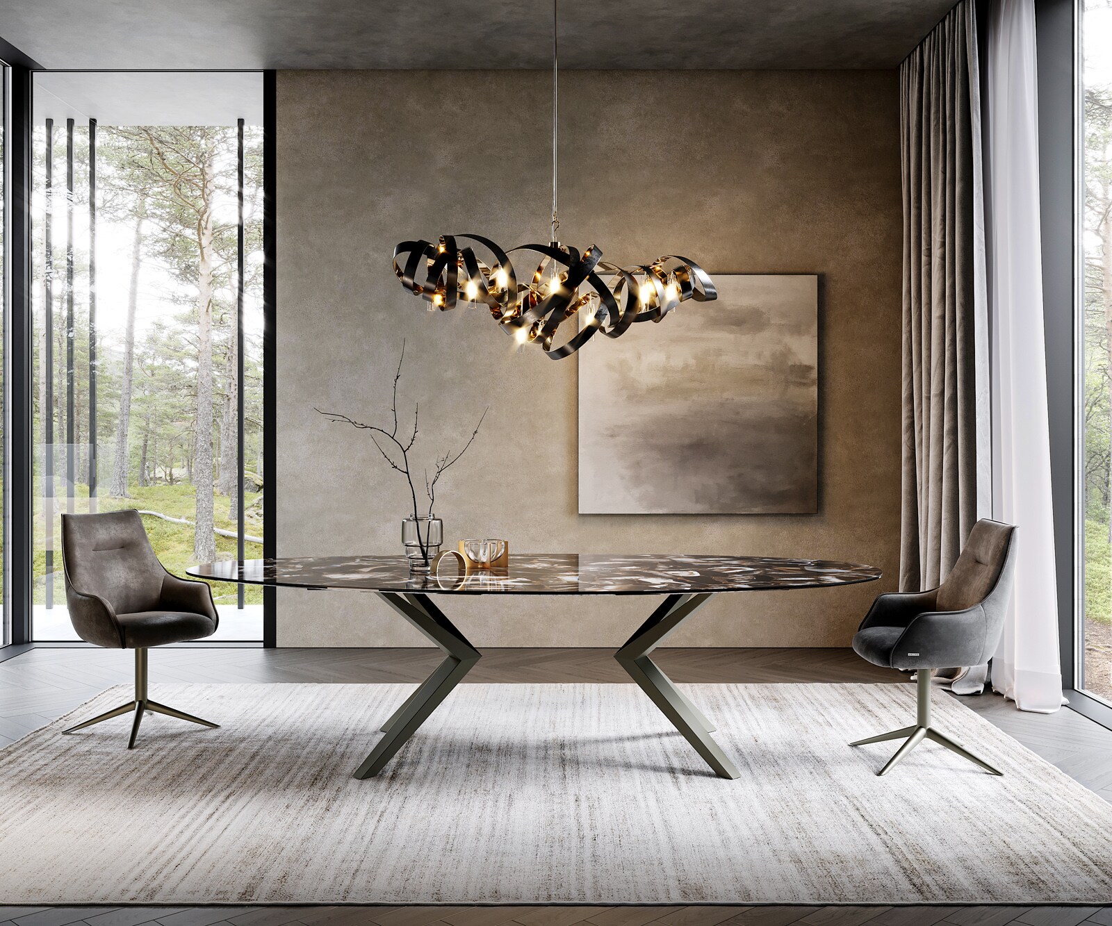 Piètement de table Zenthara anguleux métal effet titane (set de 2 pièces) 2 Piètement de table Zenthara anguleux métal effet titane (set de 2 pièces) 2