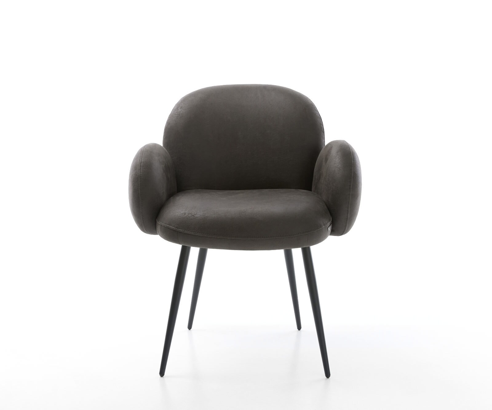 Chaise-de-salle-à-manger Nube-Flex avec accoudoirs microvelours anthracite vintage 4 pieds coniques noir ressorts ensachés 1 Chaise-de-salle-à-manger Nube-Flex avec accoudoirs microvelours anthracite vintage 4 pieds coniques noir ressorts ensachés 1