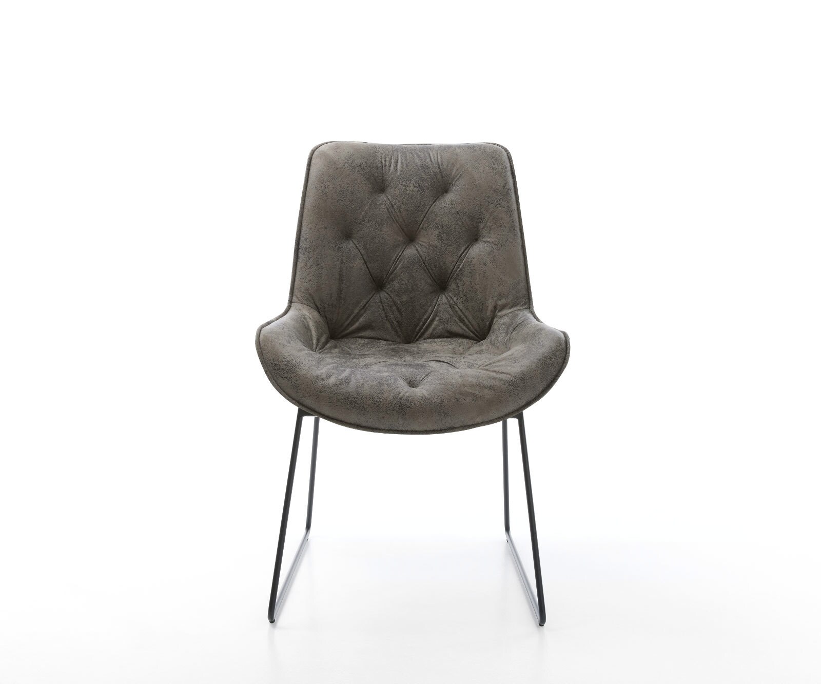 Chaise-de-salle-à-manger Taimi-Flex microvelours gris antique pied trapèze noir 2 Chaise-de-salle-à-manger Taimi-Flex microvelours gris antique pied trapèze noir 2