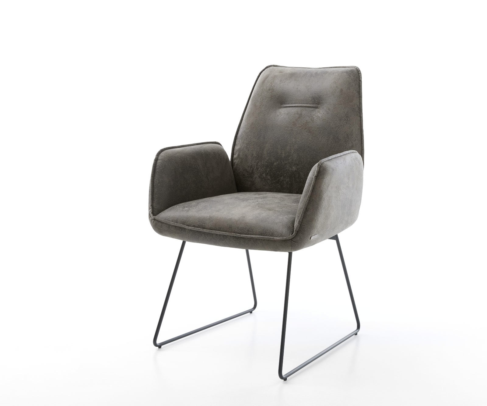 Chaise-de-salle-à-manger Zoa-Flex microvelours gris antique pied trapèze noir ressorts ensachés Chaise-de-salle-à-manger Zoa-Flex microvelours gris antique pied trapèze noir ressorts ensachés
