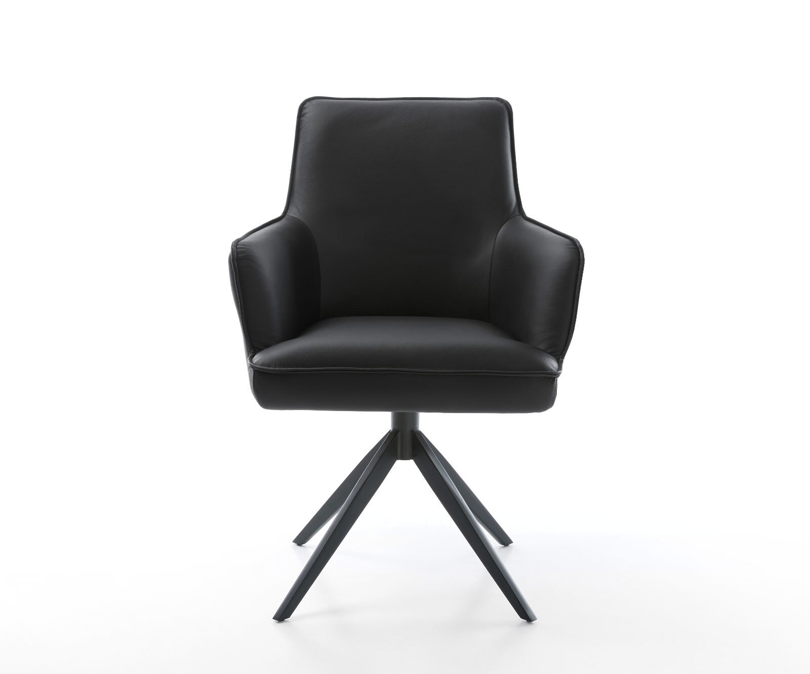 Chaise-pivotante Heira-Flex cuir de vache noir pied croisé large noir pivotement sur 360° fonction bascule ressorts ensachés 1