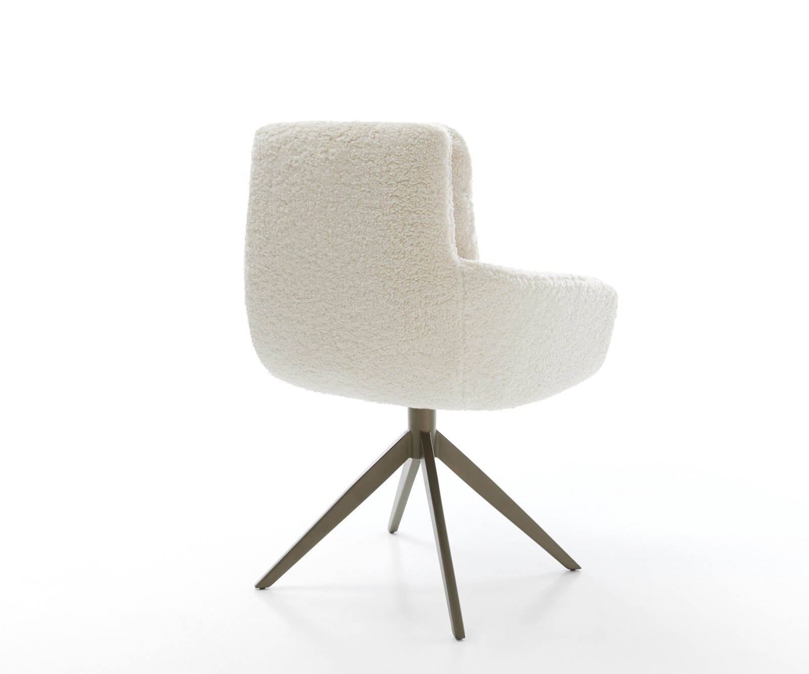 Chaise-pivotante Abelia-Flex avec accoudoirs tissu teddy beige pied croisé large aspect titane pivotement sur 360° fonction bascule 5