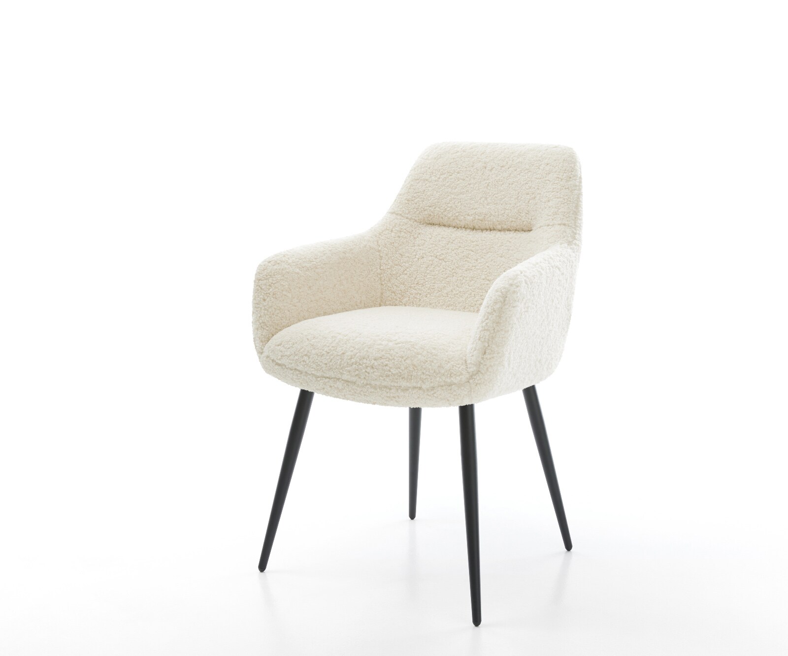 Chaise-de-salle-à-manger Pejo-Flex tissu teddy beige 4 pieds coniques noir resorts ensachés 1