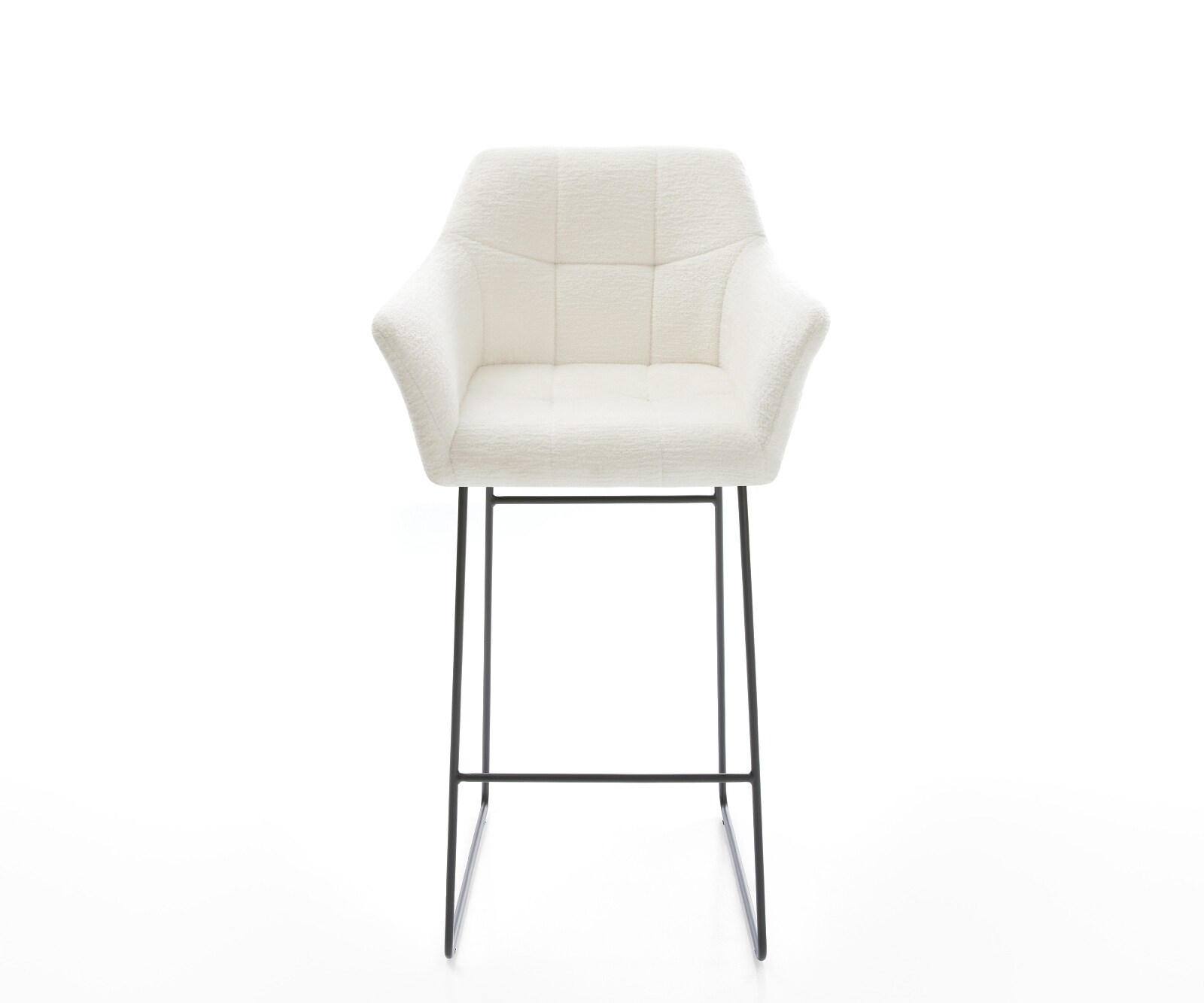Chaise-de-bar Yulo-Flex Bouclé doux Beige Pied trapèze noir Noir 1