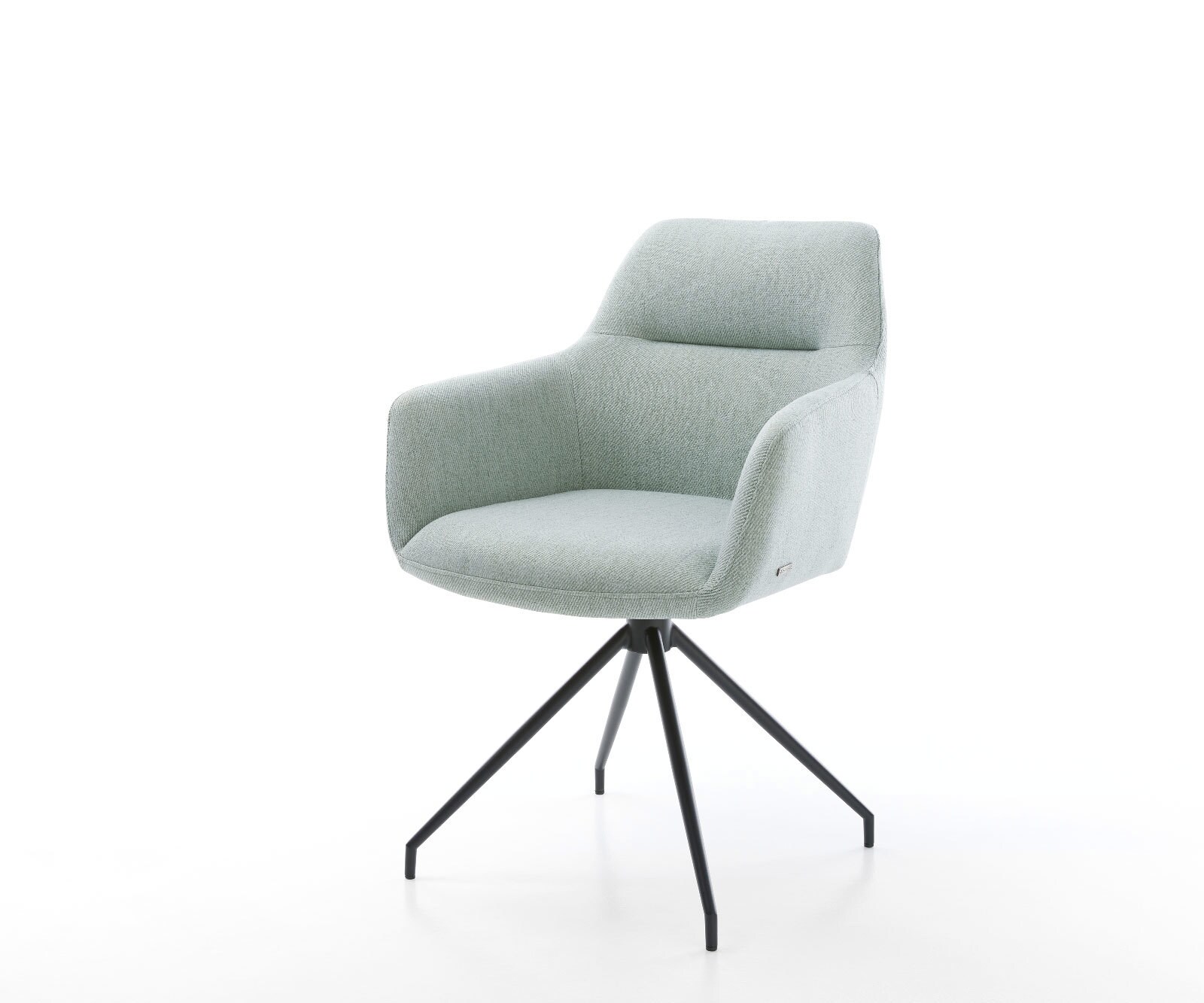 Chaise-de-salle-à-manger Pejo-Flex rayures Vert menthe pied croisé conique noir ressorts ensachés