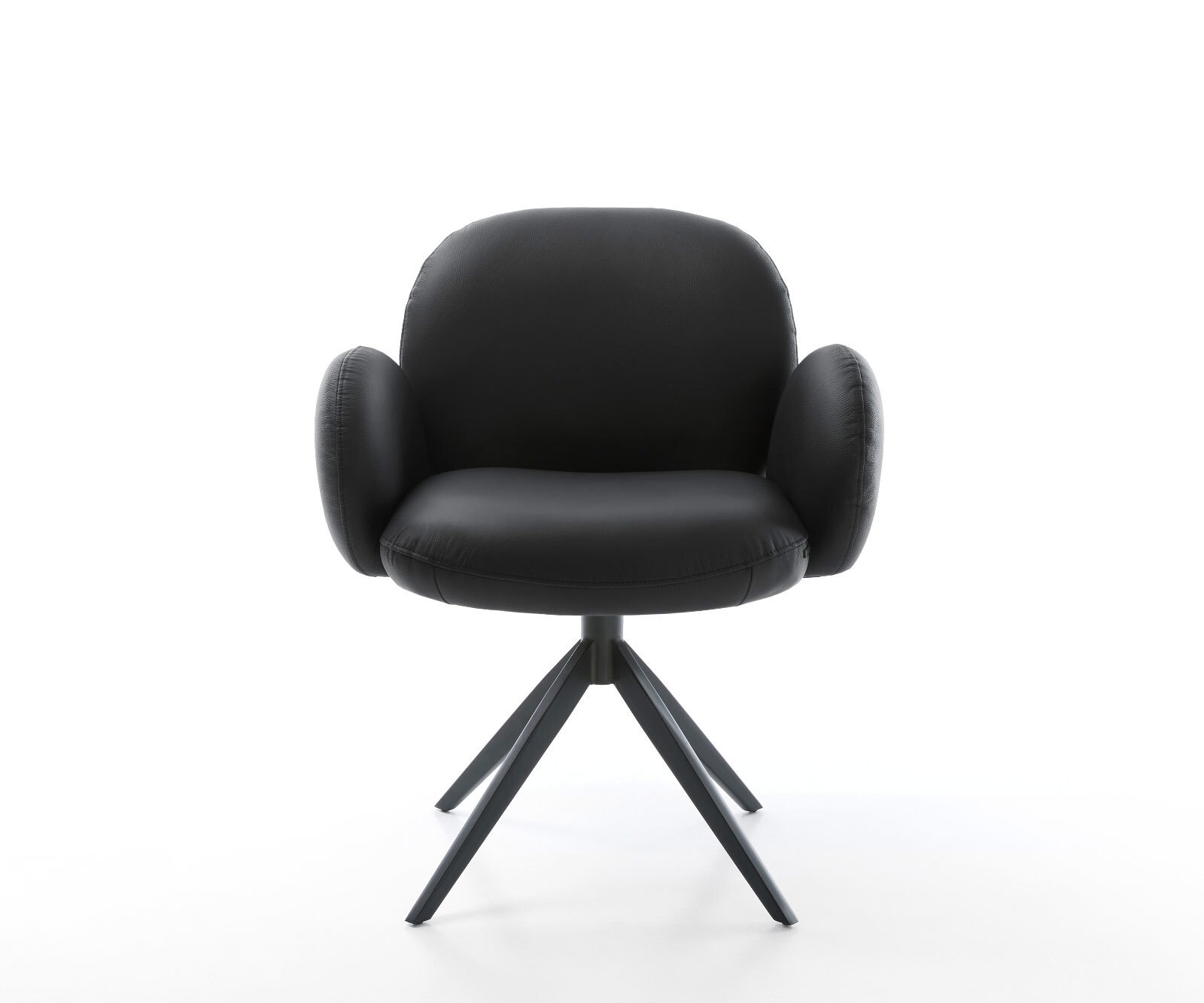 Chaise-pivotante Nube-Flex cuir de vache noir pied croisé large noir pivotement sur 360° fonction bascule ressorts ensachés 1