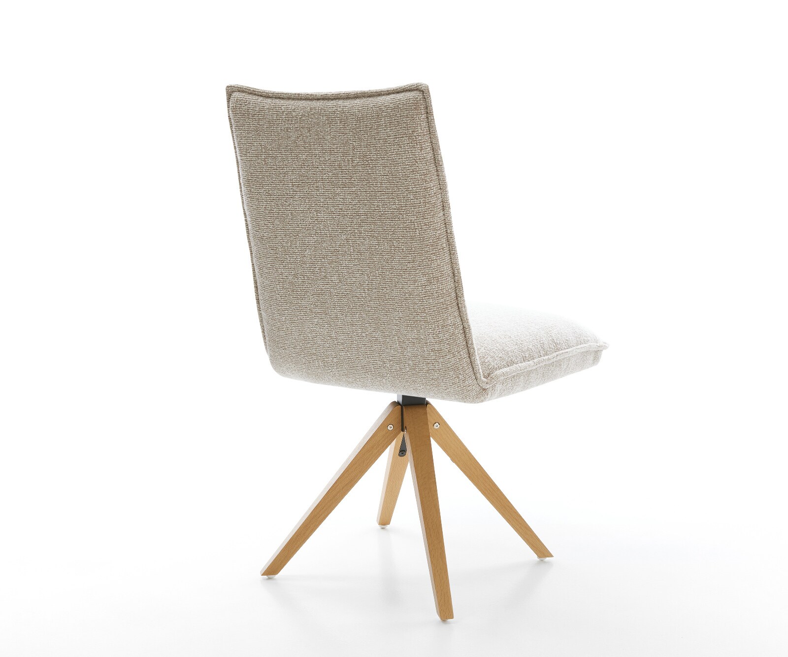 Chaise-pivotante Lelio-Flex tissu tissé doux beige pied en bois angulaire naturel pivotement sur 180° resorts ensachés 4