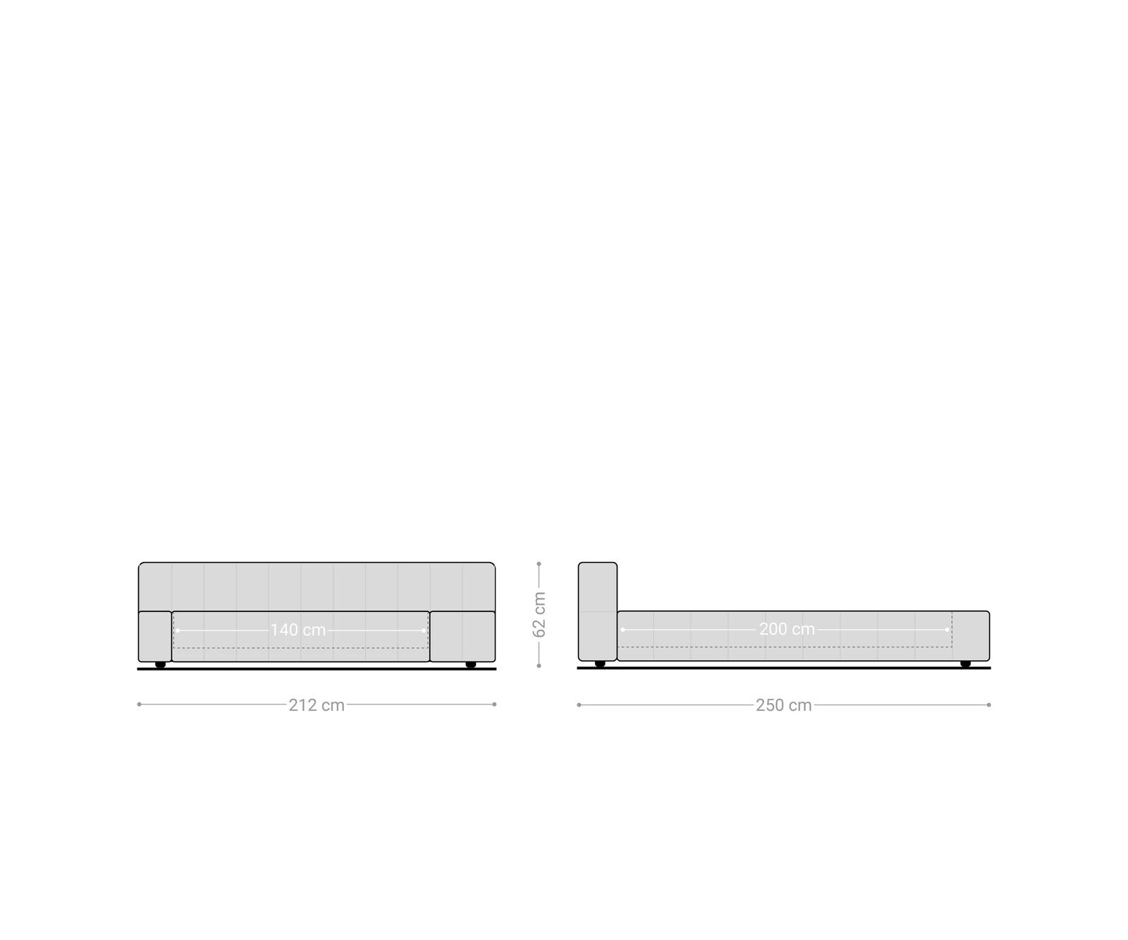 Sommier-Espazio 140x200 cm Bouclé Crème-Blanc avec espace de rangement 9