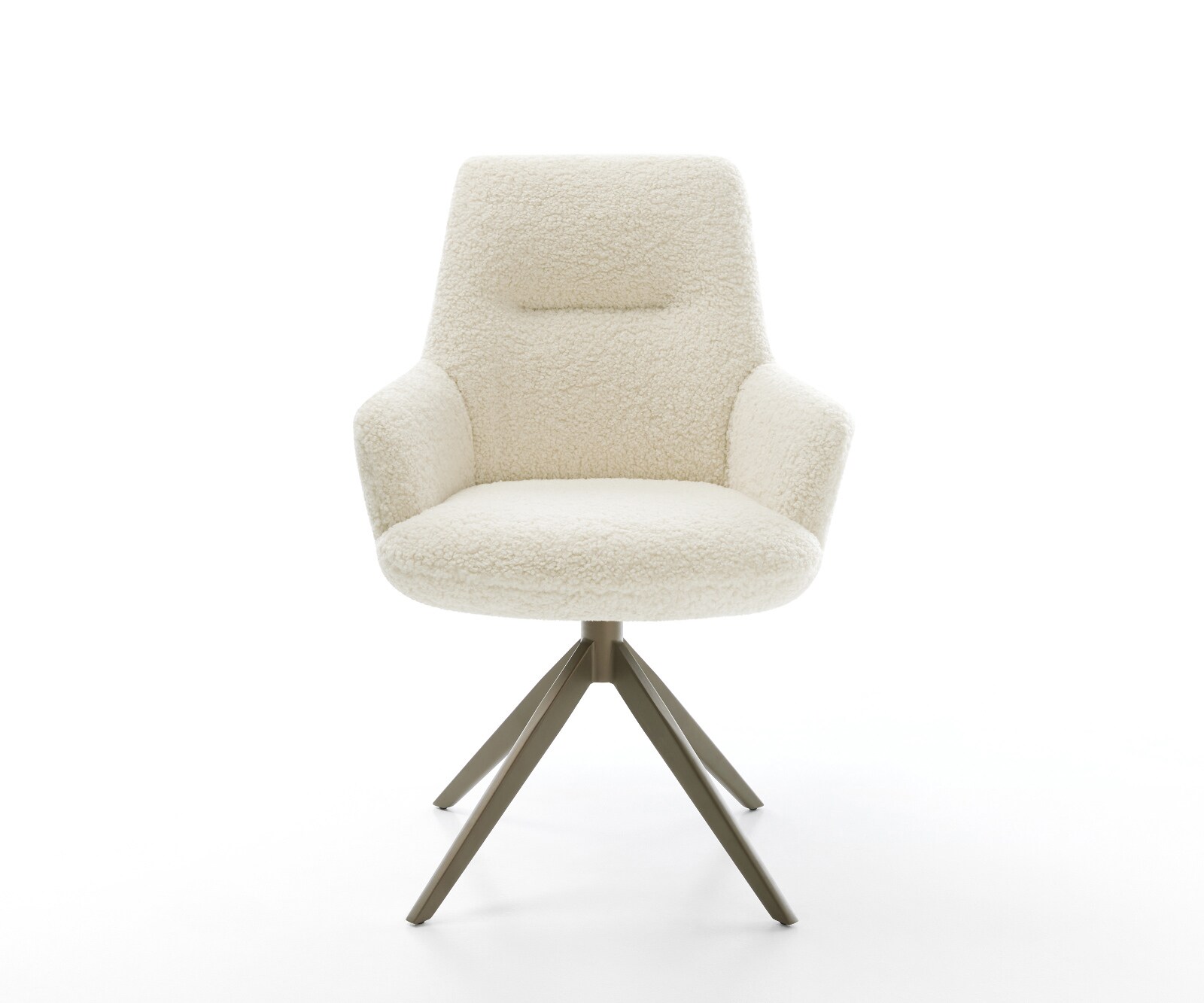 Chaise-pivotante Zelia-Flex avec accoudoirs tissu teddy beige pied croisé large aspect titane pivotement sur 360° fonction bascule resorts ensachés 1