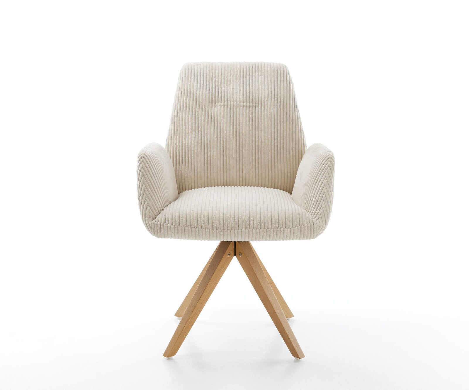 Chaise-de-salle-à-manger Zoa-Flex côtelé beige vintage pied en bois angulaire naturel ressorts ensachés 1