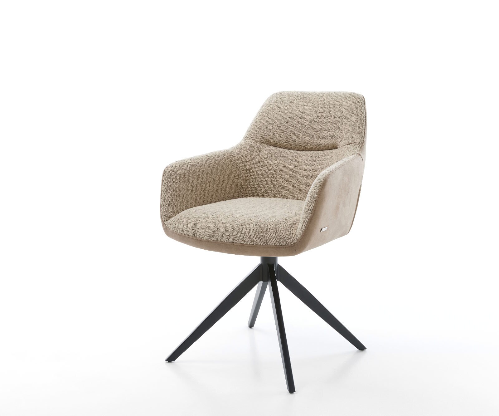 Chaise-pivotante Pejo-Flex tissu mixte couleur boue pied croisé large noir pivotement sur 360° ressorts ensachés