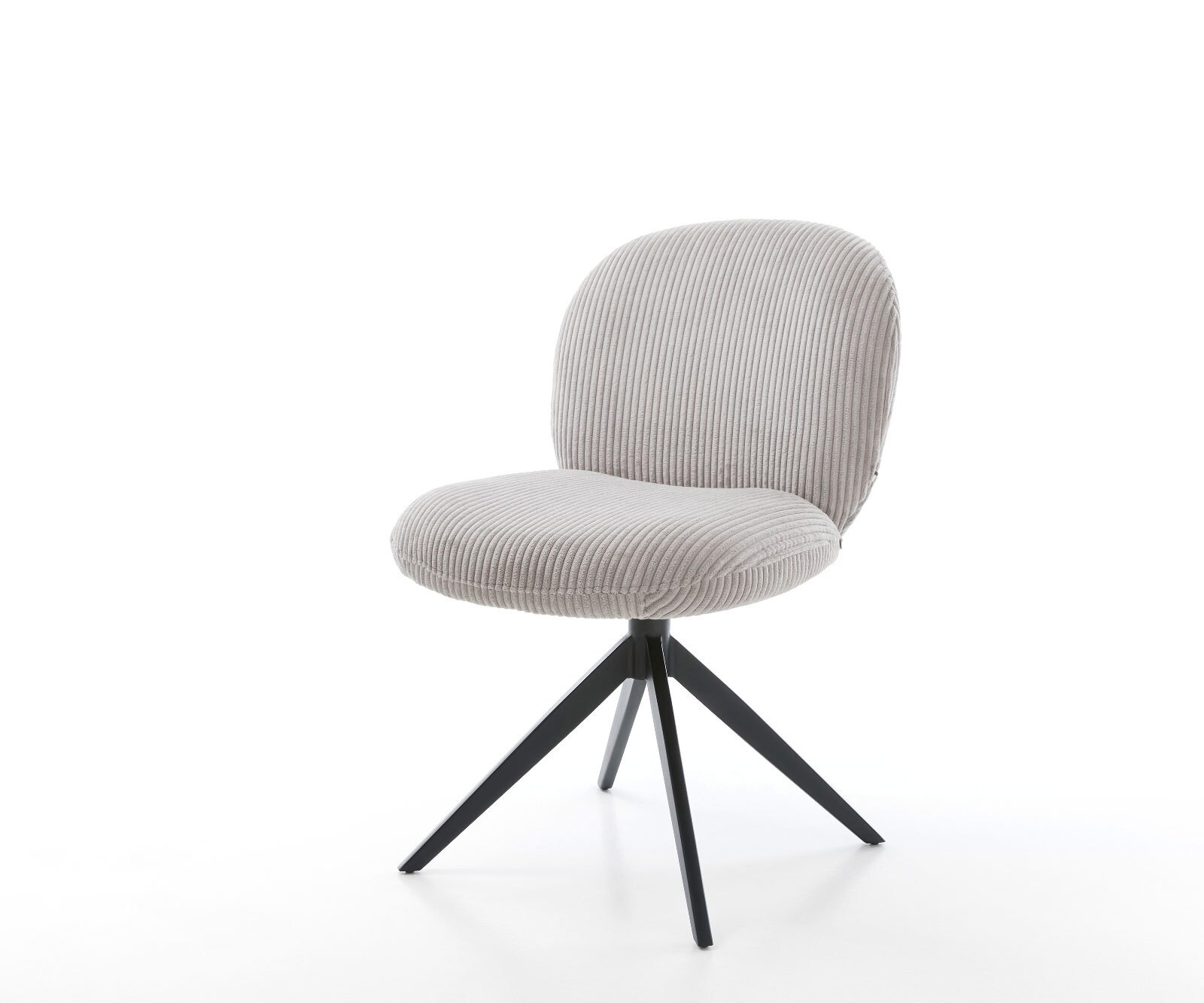 Chaise-pivotante Nube-Flex côtelé gris argenté pied croisé large noir pivotement sur 360° fonction bascule ressorts ensachés