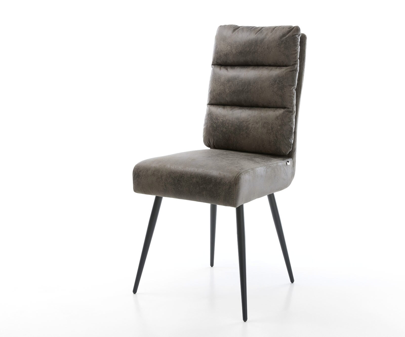 Chaise-de-salle-à-manger Pela-Flex microvelours gris antique 4 pieds coniques noir ressorts ensachés