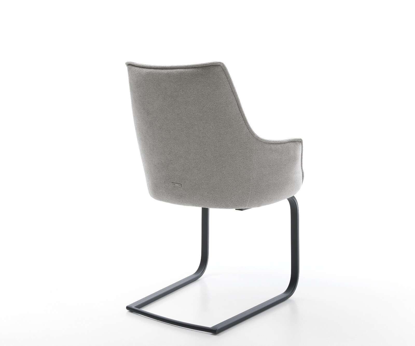 Cantilever Alja-Flex avec accoudoirs tissu structuré doux gris pied cantilever plat noir resorts ensachés 5