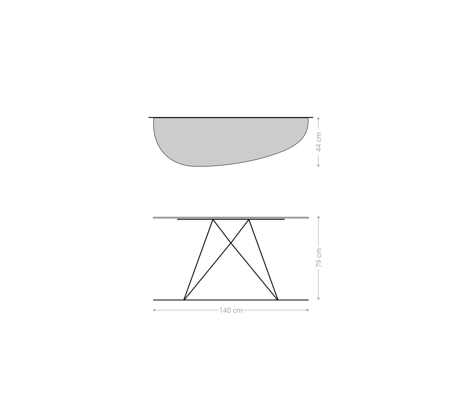 Table console Edge Oval 140x40 cm Céramique Béton Gris Velio Métal Noir 8