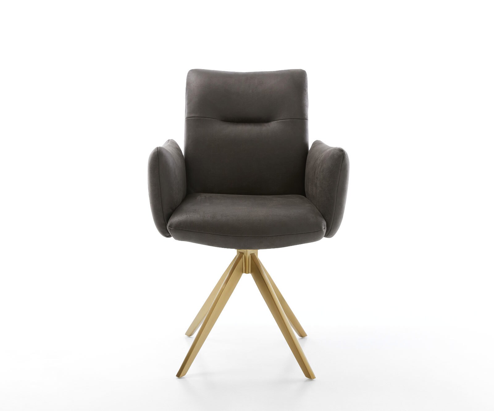 Chaise-pivotante Jova-Flex avec accoudoirs microvelours anthracite vintage pied croisé angulaire or pivotement sur 180° ressorts ensachés 1