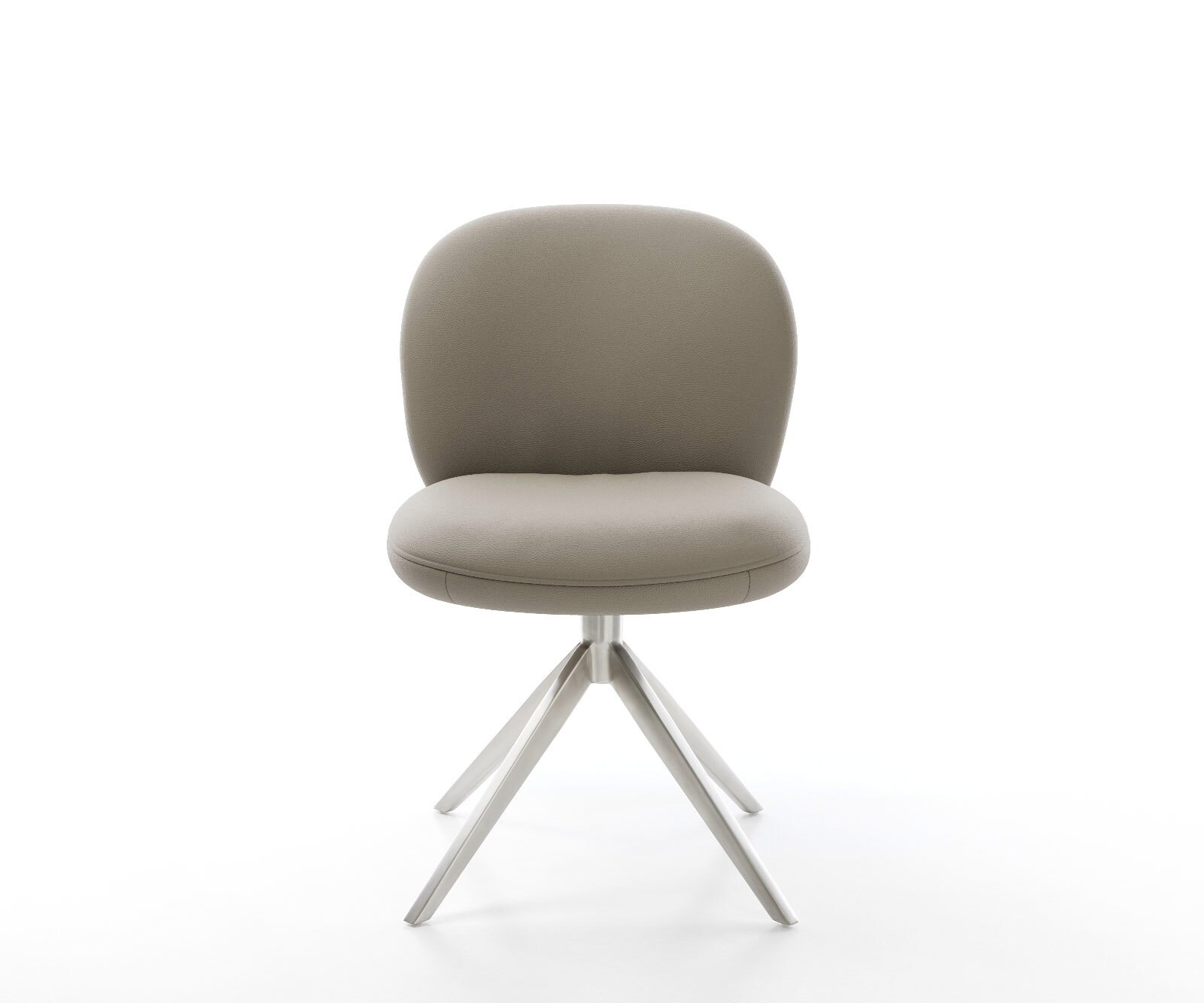 Chaise-pivotante Nube-Flex cuir de vache couleur boue pied croisé large acier inoxydable brossé pivotement sur 360° fonction bascule ressorts ensachés 1