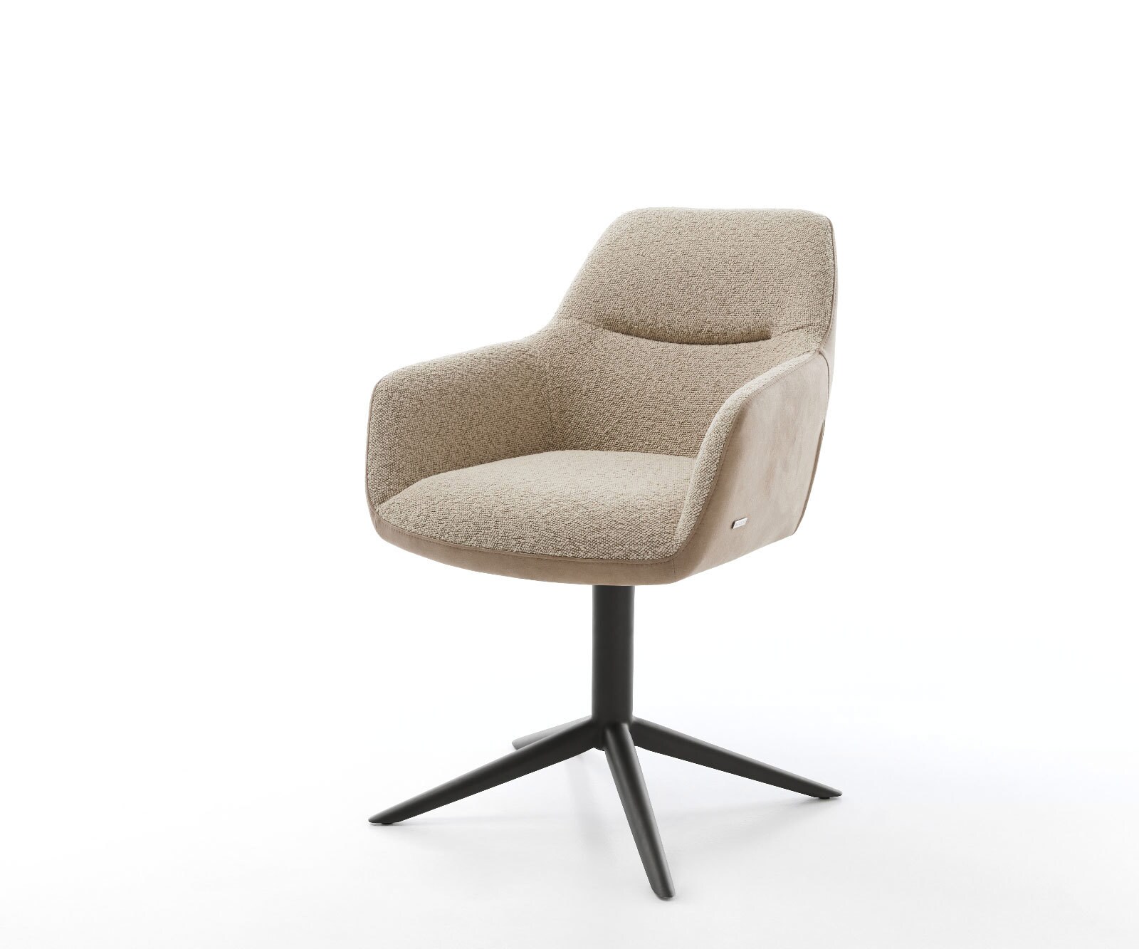 Chaise-pivotante Pejo-Flex tissu mixte couleur boue pied de chaise 4 branches noir pivotement sur 360° fonction bascule ressorts ensachés