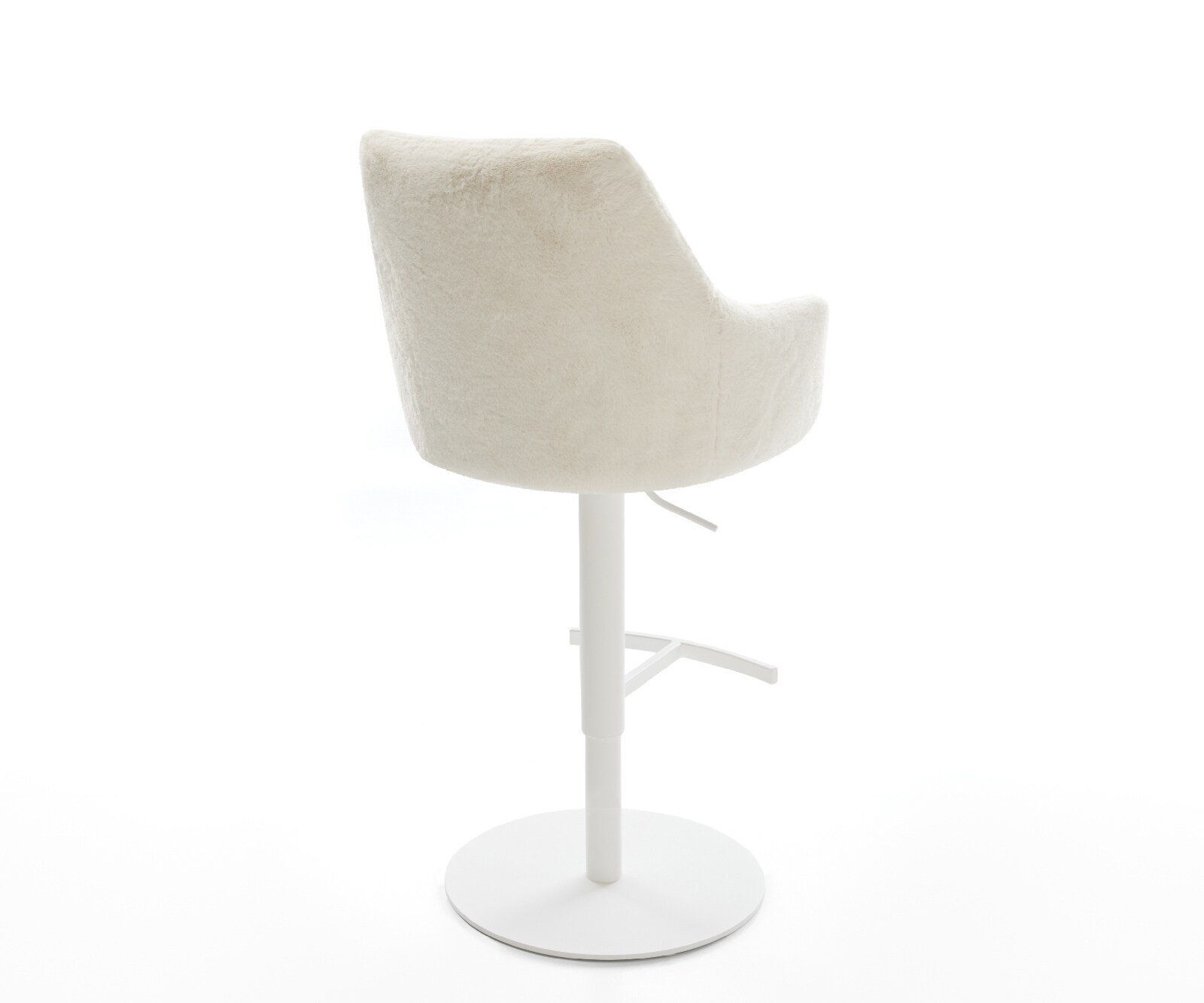 Chaise-de-bar Alja-Flex Peluche Crème-blanc Pied pivotant réglable en hauteur blanc Blanc Ressort ensaché 5