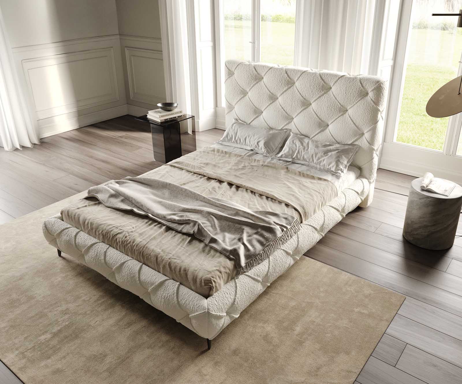 Sommier-rembourré Nayara 140x200 cm Bouclé Crème-Blanc 3