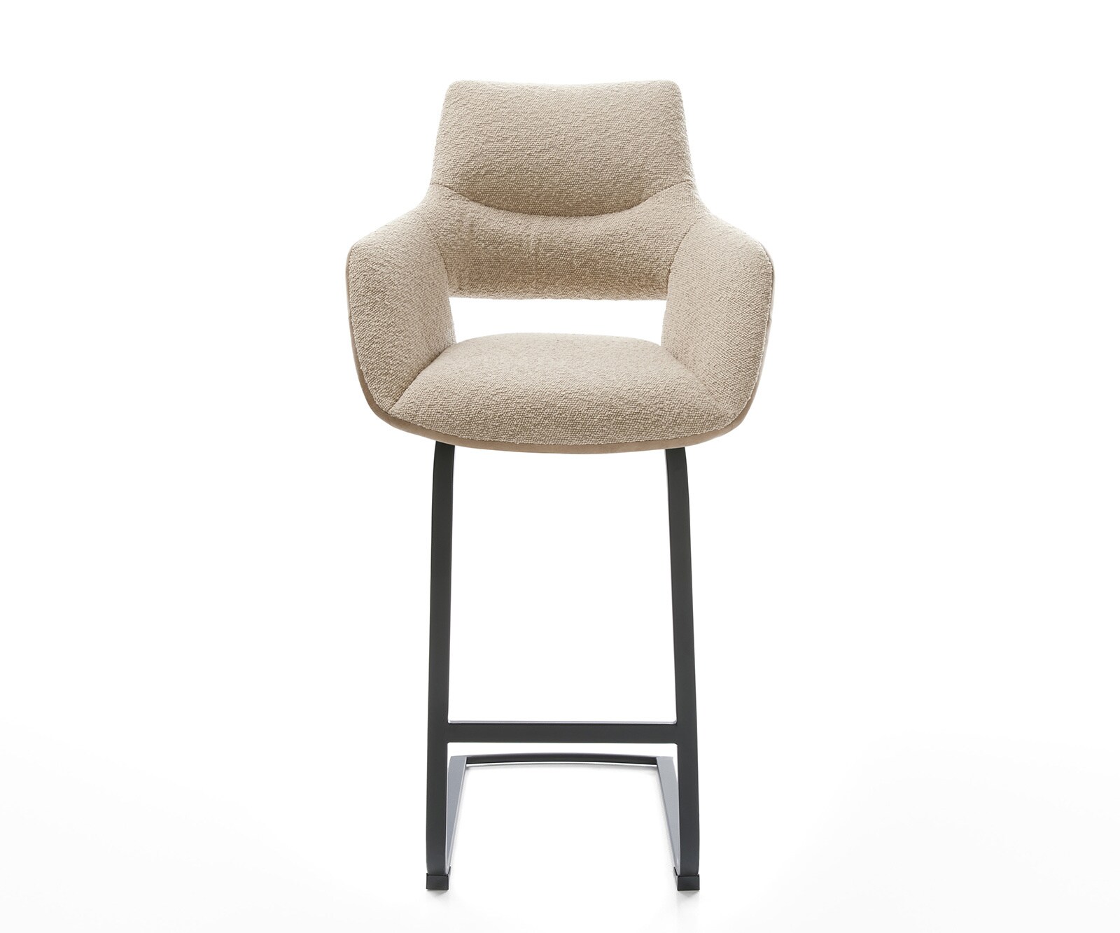 Chaise-de-bar Yago-Flex mélange de matériaux microfibre boue / bouclé boue cadre luge plat métal noir ressorts ensachés 1